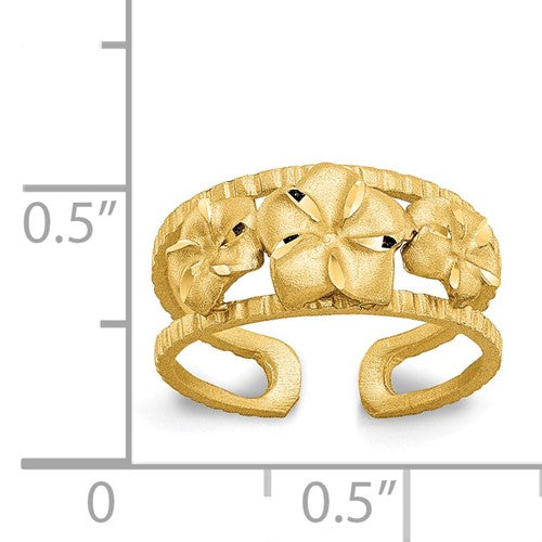 14K Yellow Gold Plumeri Flower Toe Ring for Women - Elegant Beach Wedding Jewelry & Summer Foot Accessories
