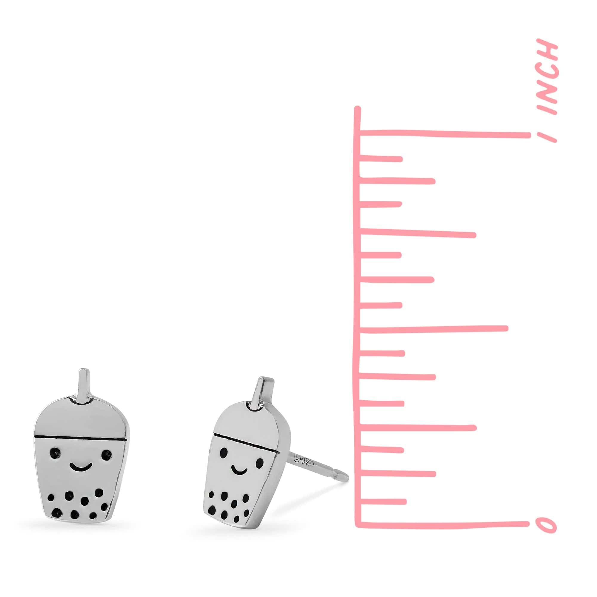 Sterling Silver Boba Tea Stud Earrings for Women - Casual & Party Wear