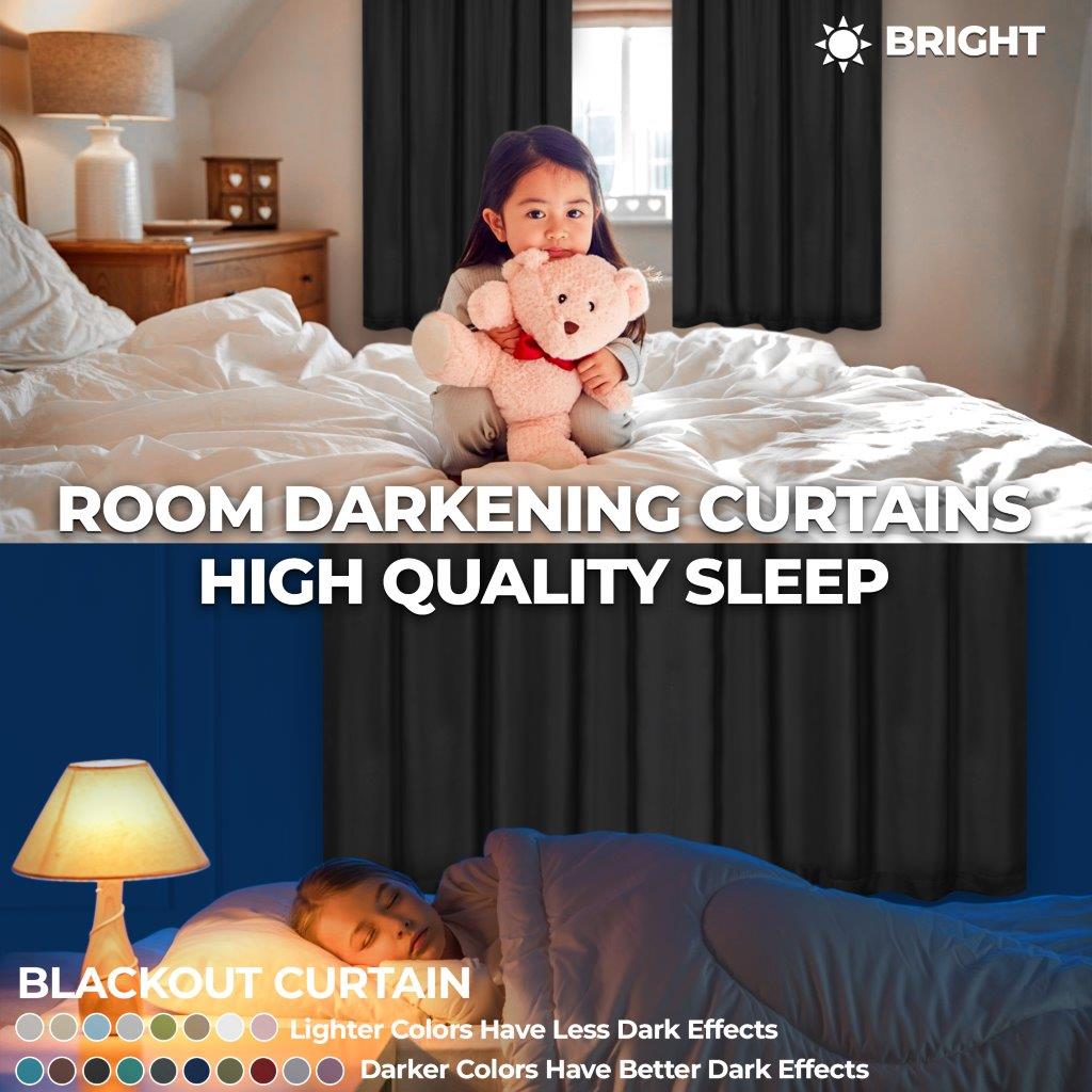 Blackout Curtains Set - Solid Classic Modern Rod Pocket Style for Bedroom & Living Room - Light Blocking & Noise Reducing Window Treatments