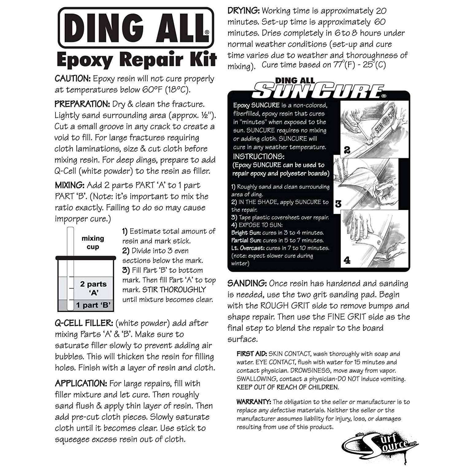 Ding All SUPER Epoxy Repair Kit - Professional Ding & Dent Repair Solution for Cars, Boats, Surfboards | Quick Fix for Auto Body, Marine & Sports Equipment