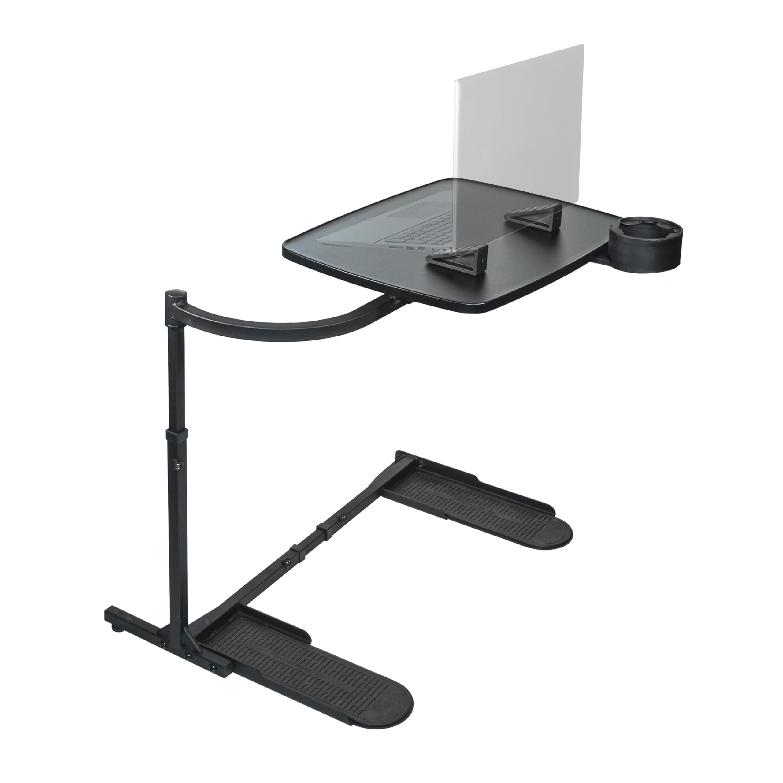 Adjustable Swivel TV Tray Table - Extra Large Laptop Stand for Couch, Gaming & Eating - Sturdy Computer Desk with Cup Holder for Recliners, Chairs & Beds - Perfect for Home Office, Gaming Setup & Relaxing Meals (Black, XL)