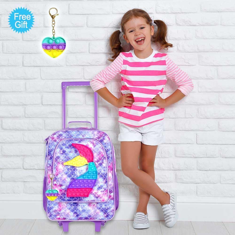 Kids Rolling Luggage for Boys and Girls - Toddler Travel Carry On Suitcase with Wheels | Perfect for Airplane Trips, Family Vacations & School Sleepovers