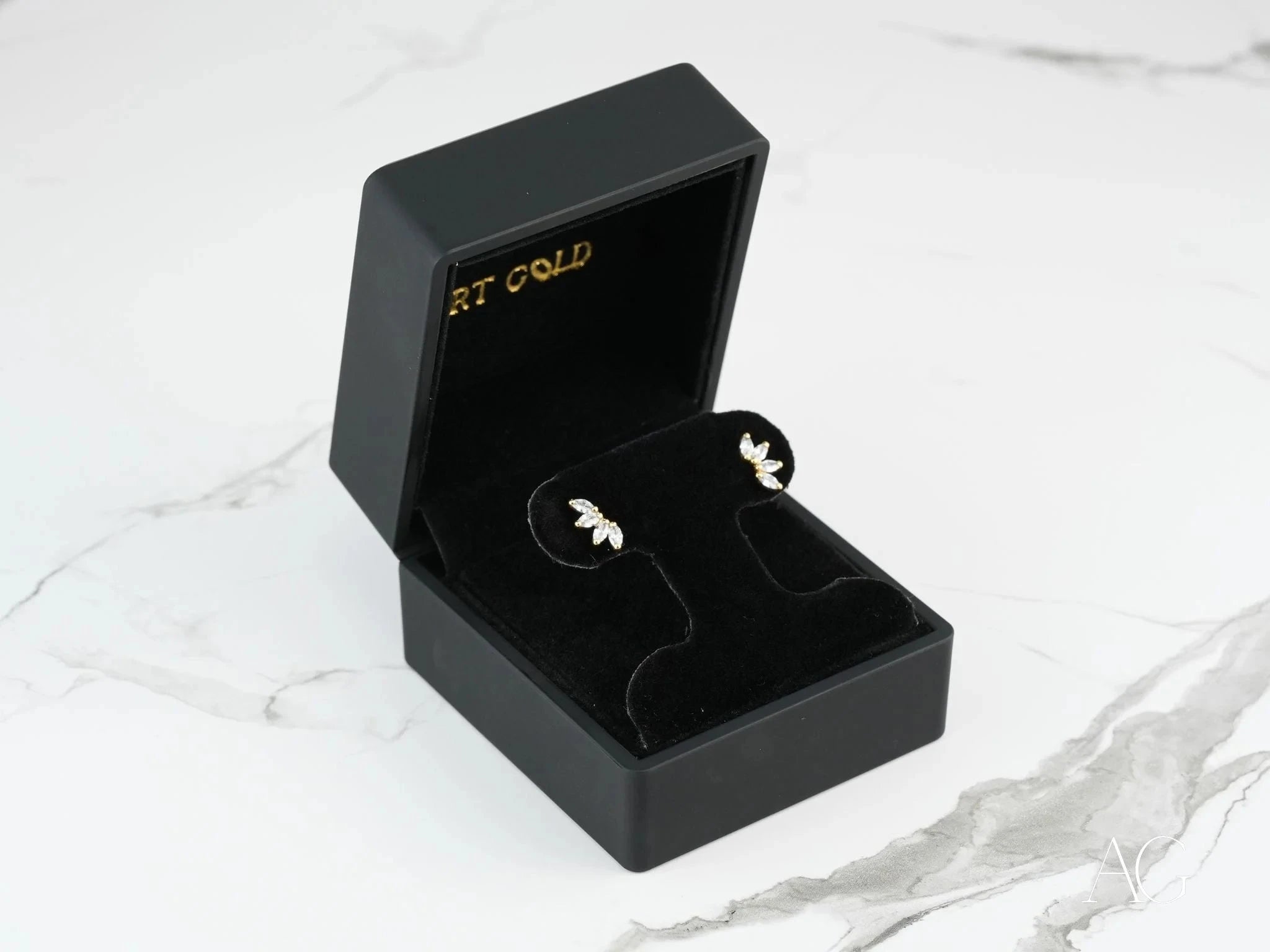 18k Gold CZ Marquise Stud Earrings - Sparkling Diamond-Like Stud Earrings for Women, Perfect for Wedding, Anniversary & Everyday Elegance