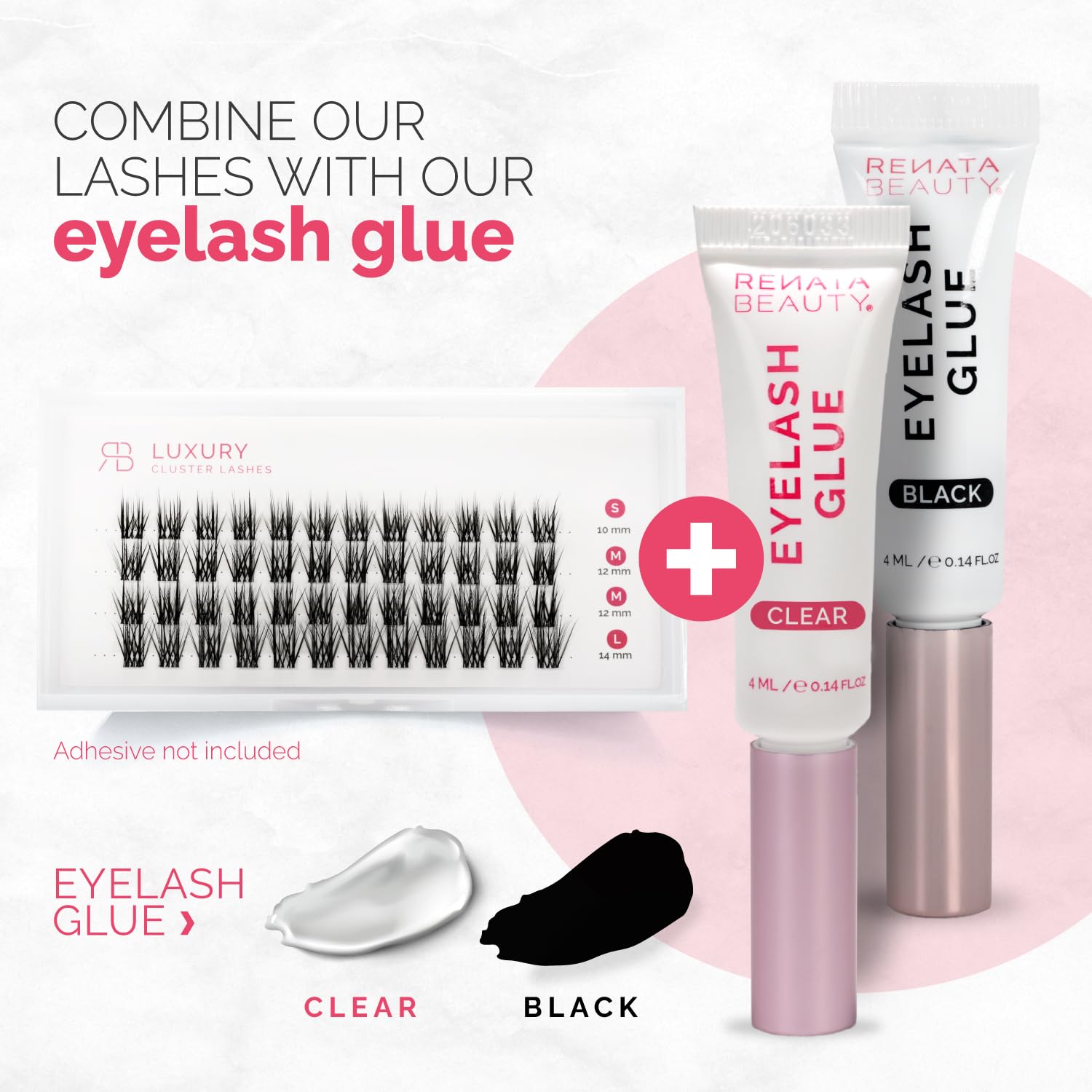 Renata Beauty Luxury Lashes 48-Pack Cluster Lashes for Voluminous Look – DIY Eyelash Extension Kit – Reusable Soft Faux Mink Lashes – Ultra Thin Invisible Band – Perfect for Weddings, Parties & Daily Wear