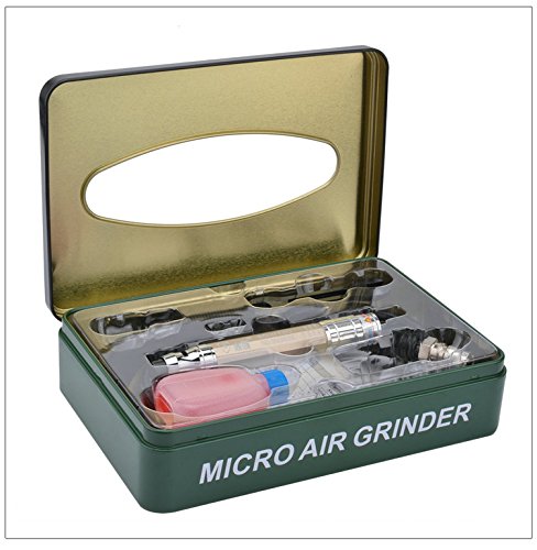 Micro Air Die Grinder Kit - Mini Pneumatic Pencil Type Polishing & Engraving Tool - Professional Air Power Tool (Champagne Gold) for Metalworking, Jewelry Making & DIY Crafts