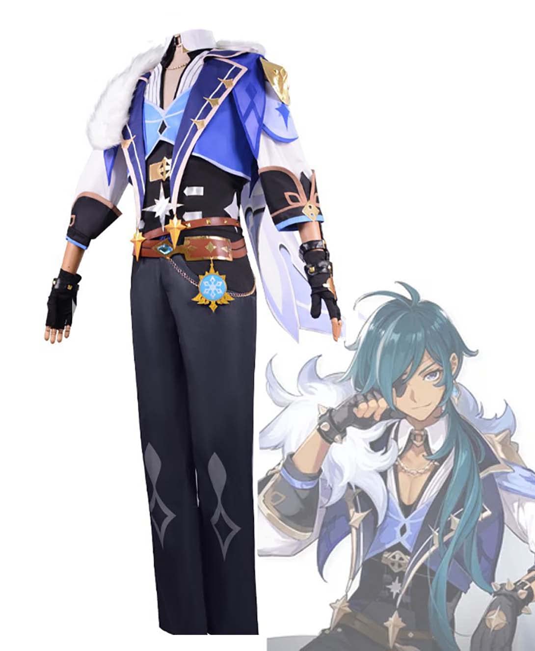 Genshin Impact Kaeya Cosplay Costume Full Set for Women & Men - Official Game Character Halloween Outfit, Party & Convention Cosplay