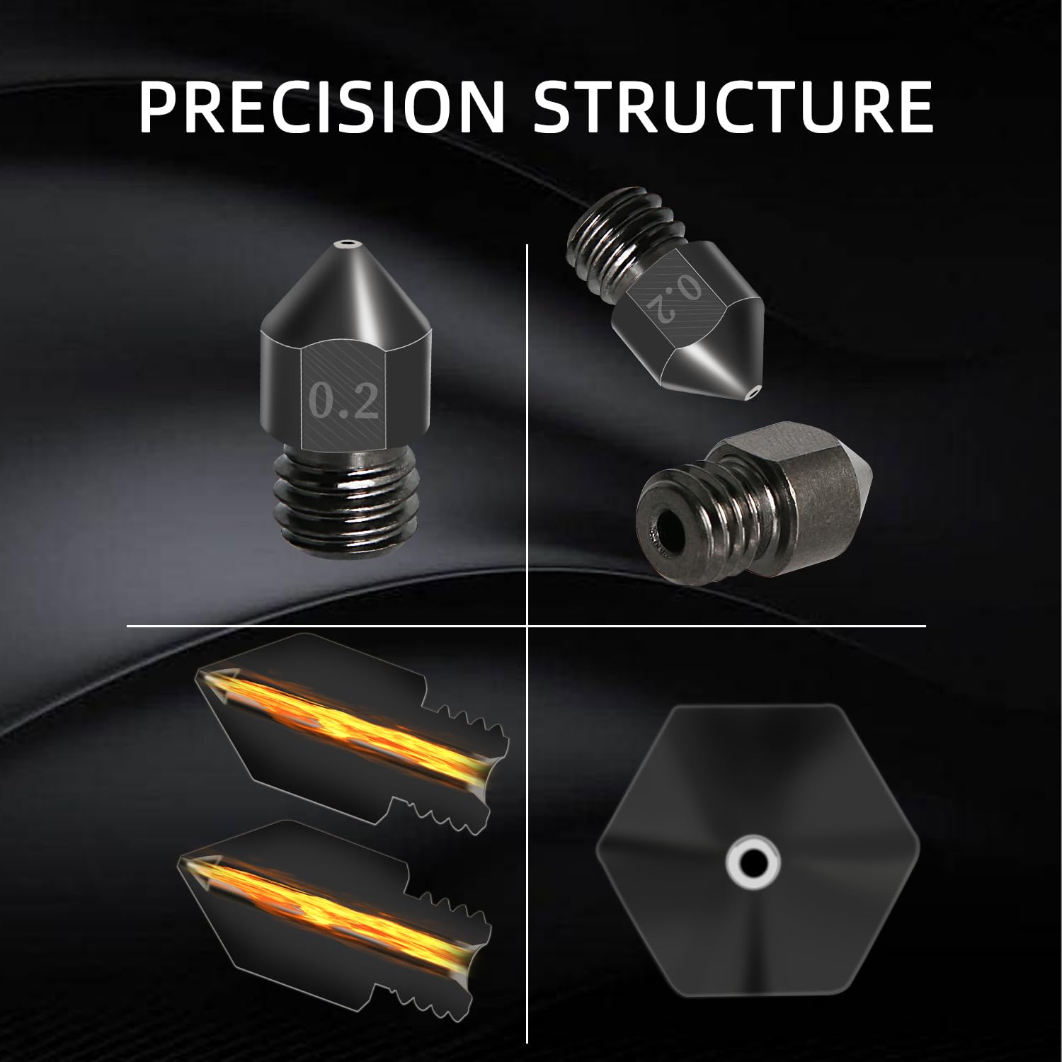 Aopin M6 1.75mm 3D Printer Nozzle - 0.2mm / 0.008