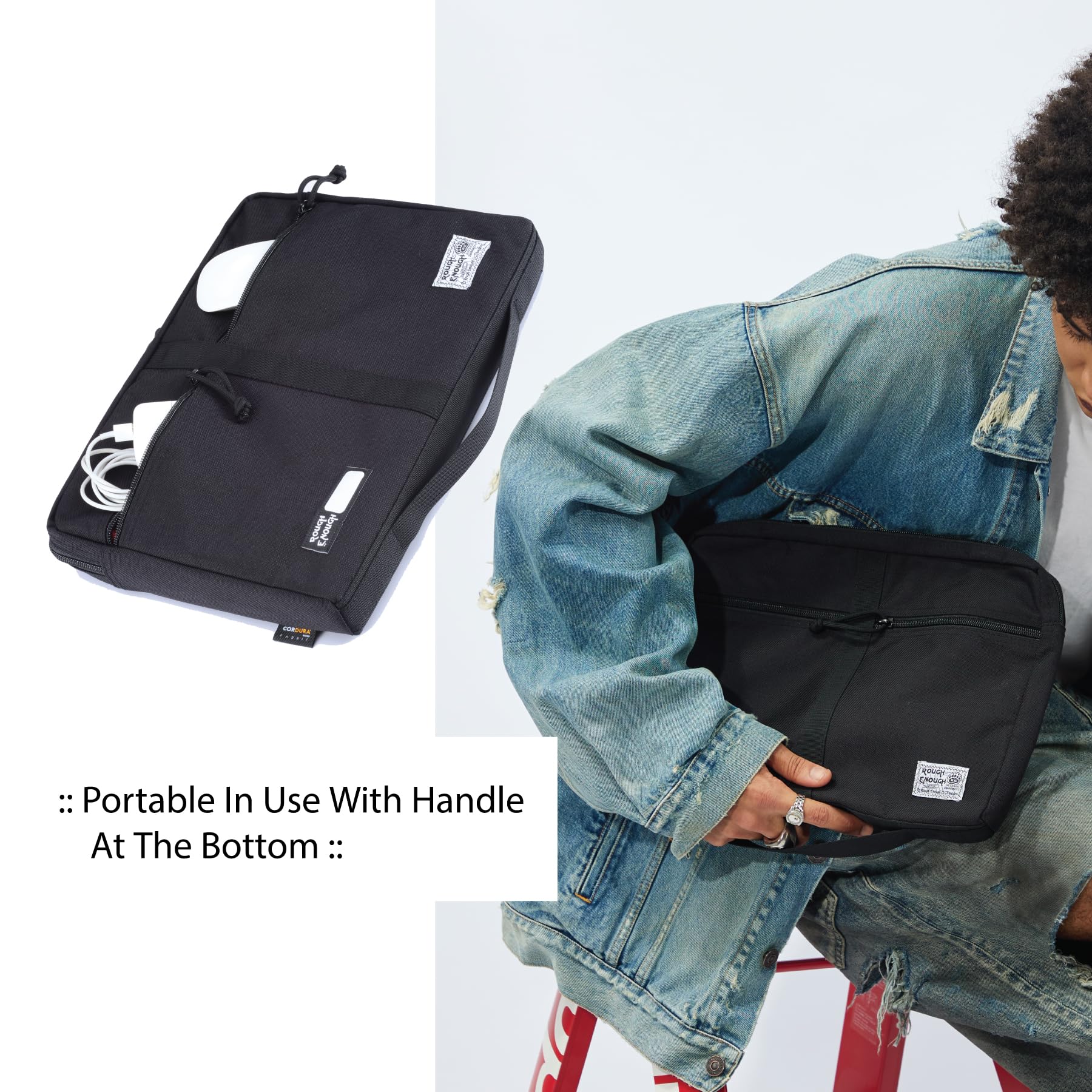 13-14 Inch Laptop Sleeve Case with Zipper & Accessory Pocket - Durable Cordura Fabric for Notebook Computers (Black) - Perfect for Work, School & Travel Protection
