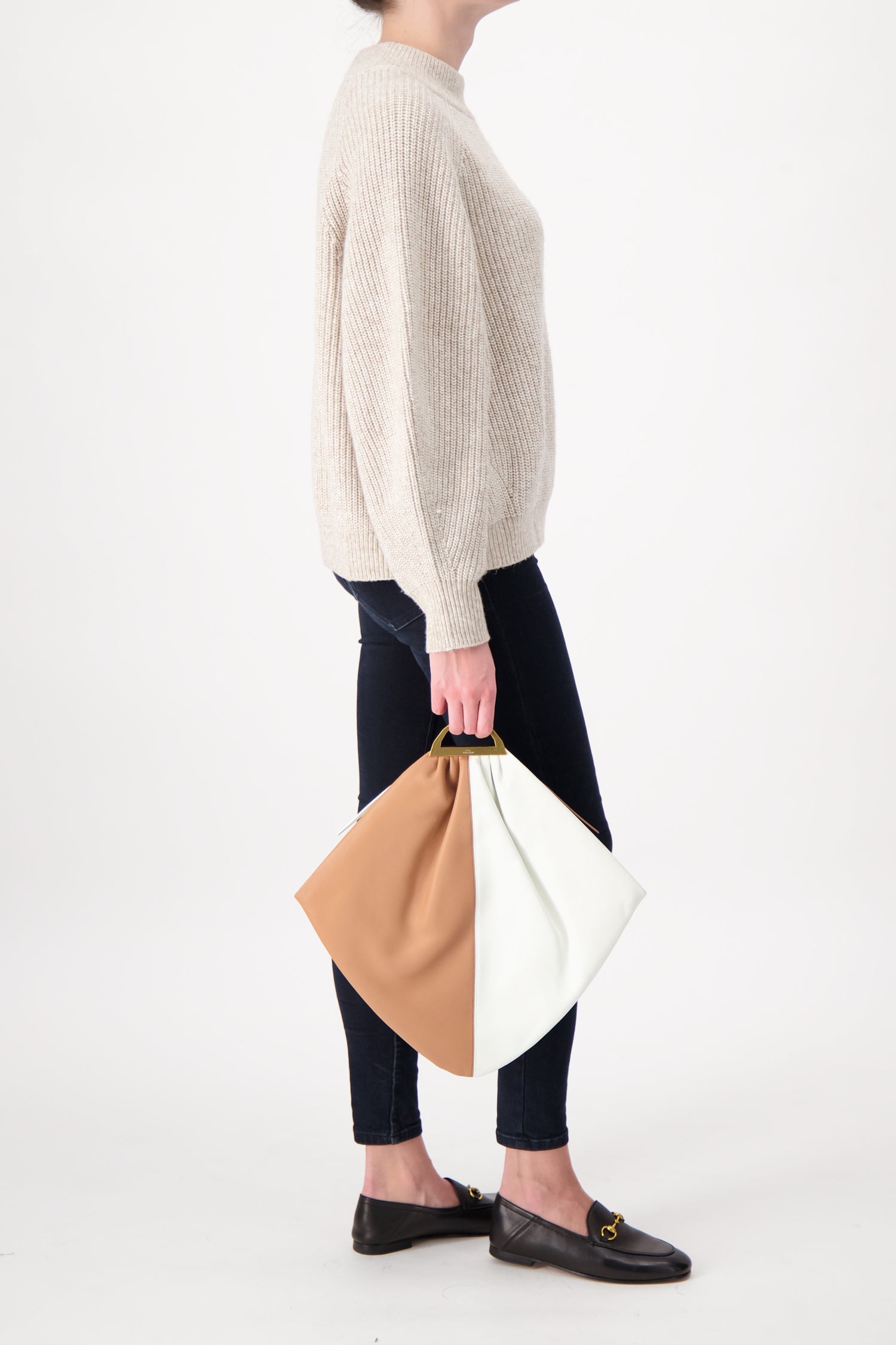 Volon Tan & White Gao Handbag - Stylish Designer Tote for Women, Perfect for Work, Travel & Everyday Use
