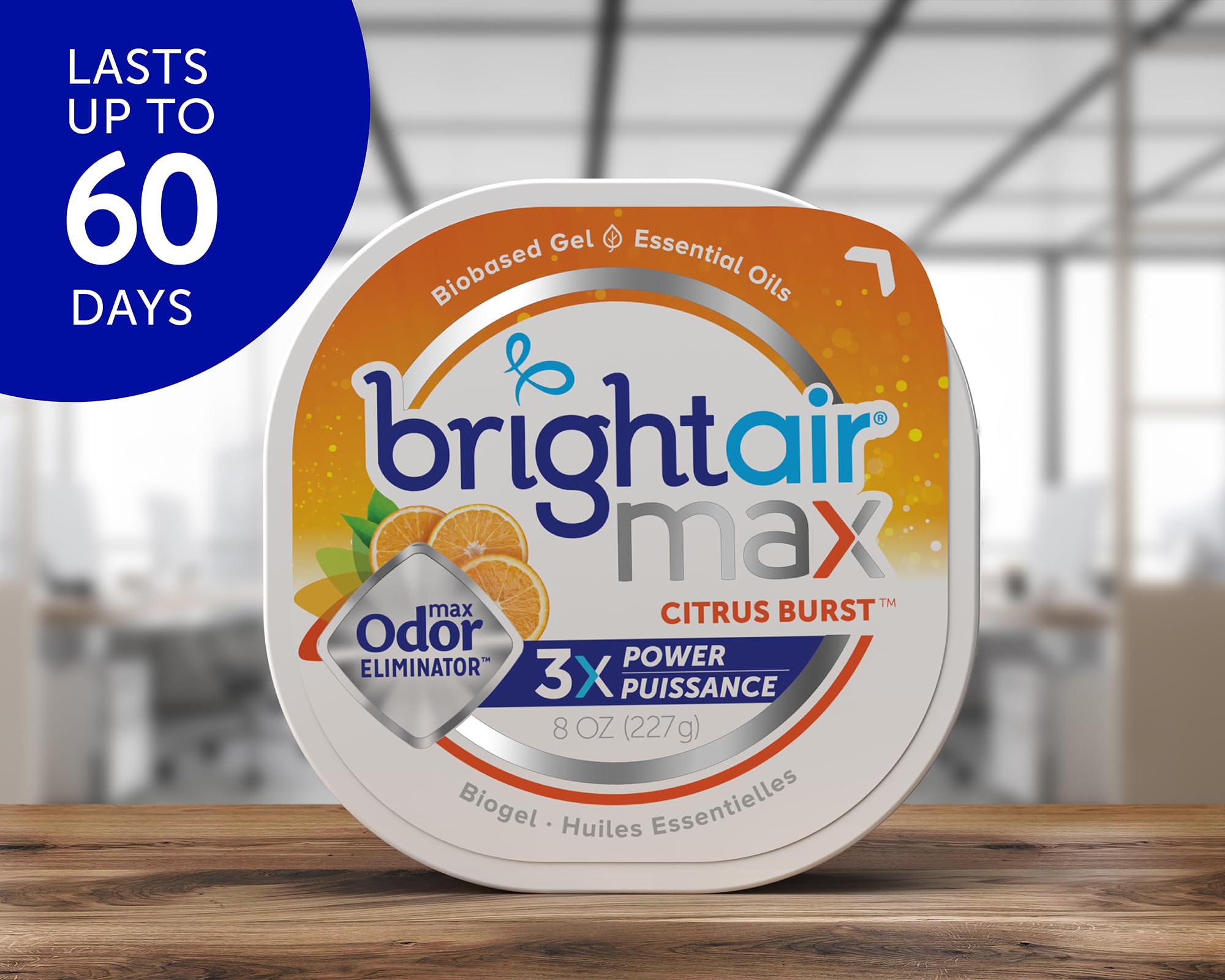 Bright Air Max Odor Eliminator Gel - Biobased Air Freshener for Home & Car, Cruelty-Free Citrus Burst Scent, 8 Oz (6-Pack) | Eliminates Pet, Kitchen & Bathroom Odors Naturally