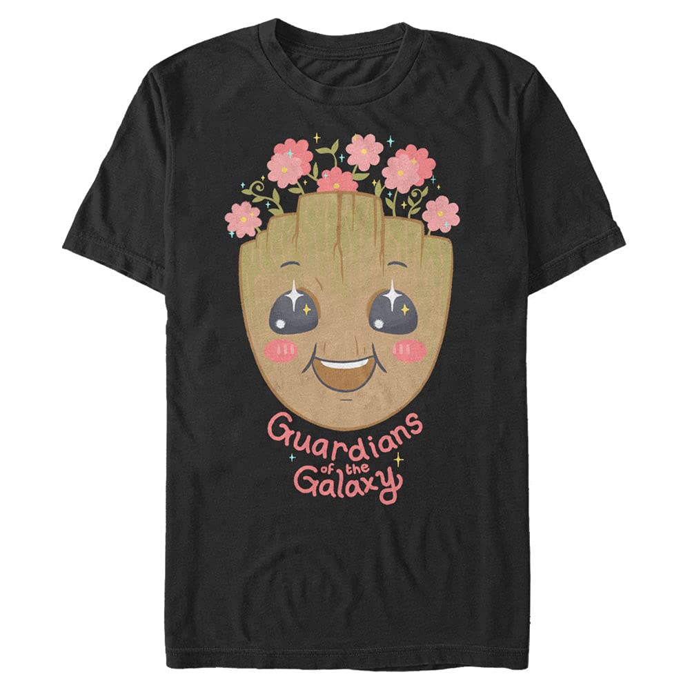 Marvel Men's Universe Groot in Bloom Graphic T-Shirt | Guardians of the Galaxy Cotton Tee for Fans | Perfect for Cosplay, Comic Con & Casual Wear