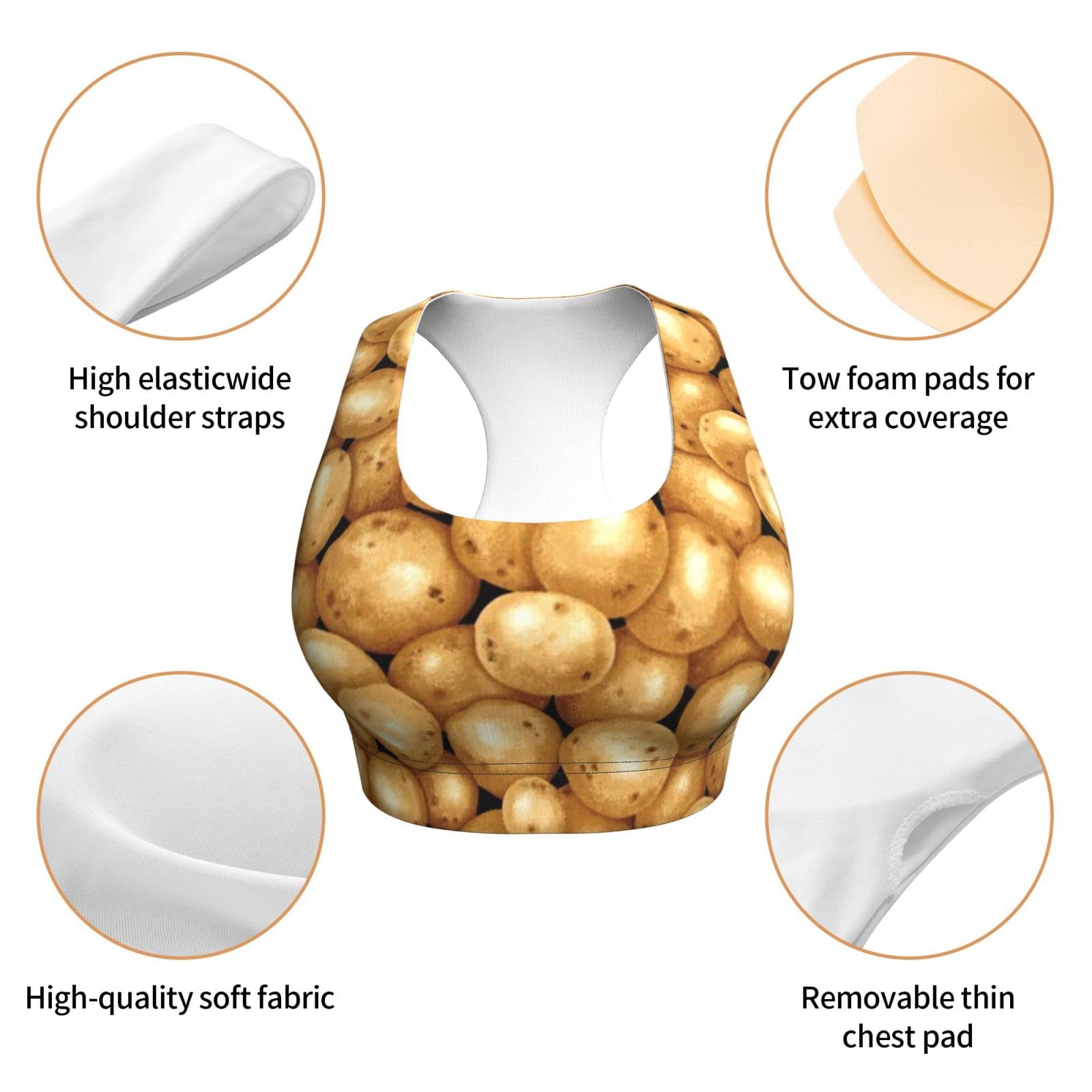 Best Women's Sports Bras for Workout & Fitness - Racerback Gym Activewear for Running, Yoga & Training - Comfortable & Supportive for High-Intensity Exercise (Garden Potatoes) - Perfect for Gym, Running, Yoga & Everyday Wear