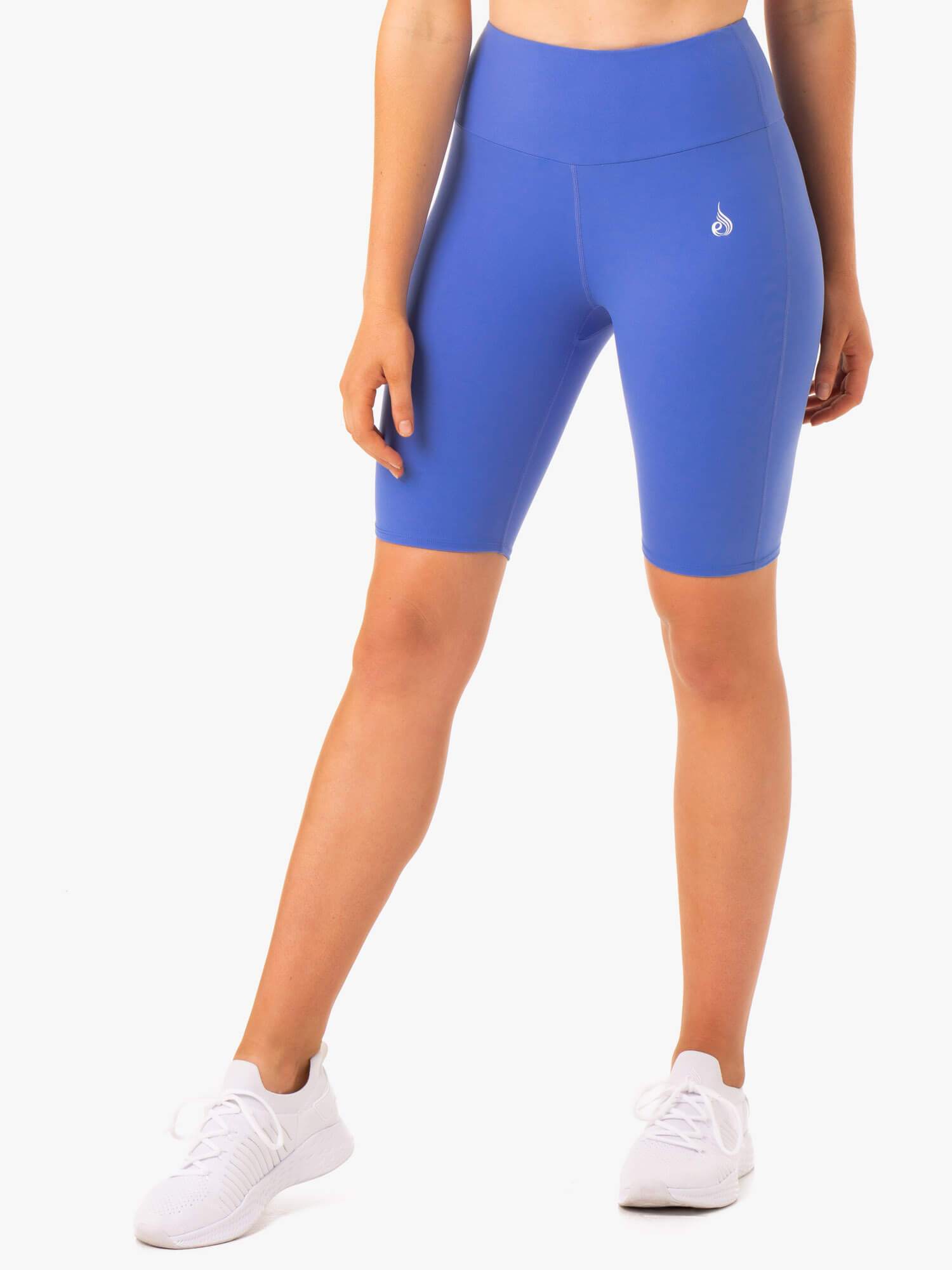 Staples Scrunch Bum Bike Shorts - High Waisted Workout Shorts for Women, Tummy Control & Booty Lifting, Iris Blue - Perfect for Yoga, Gym, Running & Casual Wear