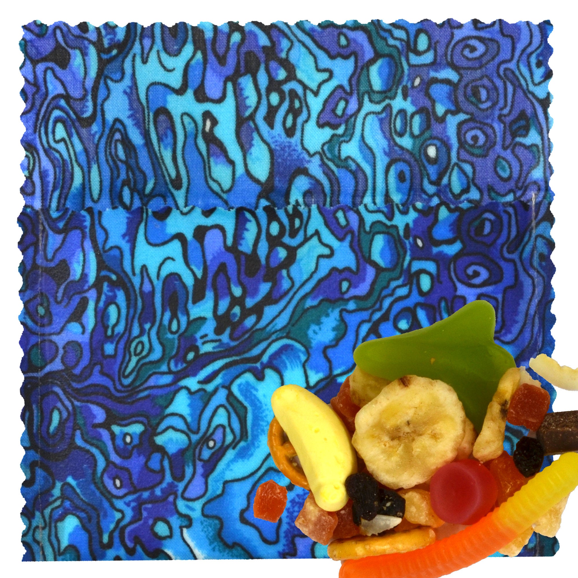 Premium Paua Blue Small Snack Bag - Reusable & Eco-Friendly Food Storage Pouch for Kids Lunches, Travel Snacks, and On-the-Go Convenience
