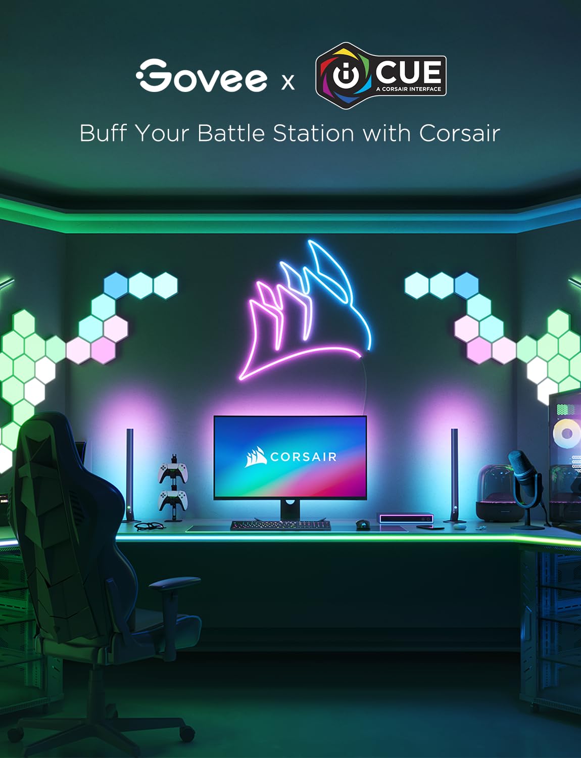 Govee Glide Hexa Panels - Smart Wi-Fi RGBIC Hexagon LED Wall Lights, 6 Music Sync Modes & 40 Scene Modes, Works with Alexa & Google Assistant - 10 Pack for Living Room, Bedroom, Gaming Room & Home Decor