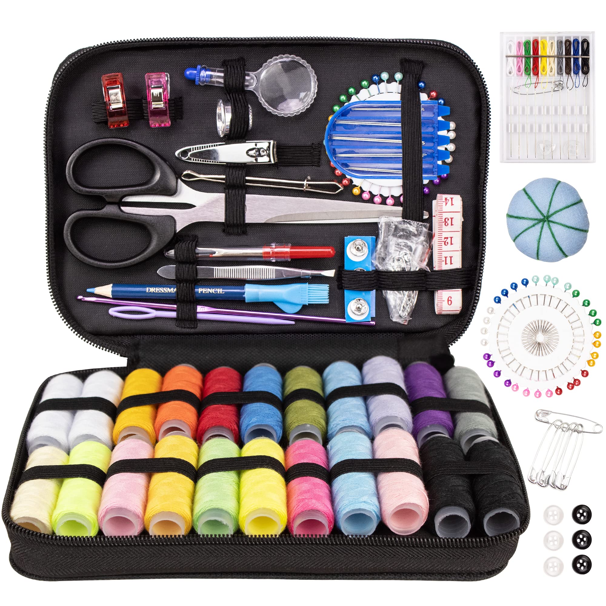 TALERLUV Complete Hand Sewing Kit for Beginners & Adults - Essential DIY Sewing Supplies with Needles, Threads & Tools for Travel, Emergency Repairs & Home Crafts | Perfect for Clothing Fixes, Button Replacement & Small Projects