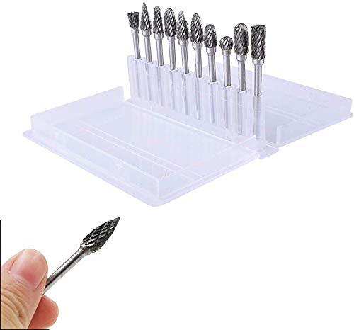 ASNOMY 10-Piece Double Cut Carbide Rotary Burr Set - 1/8