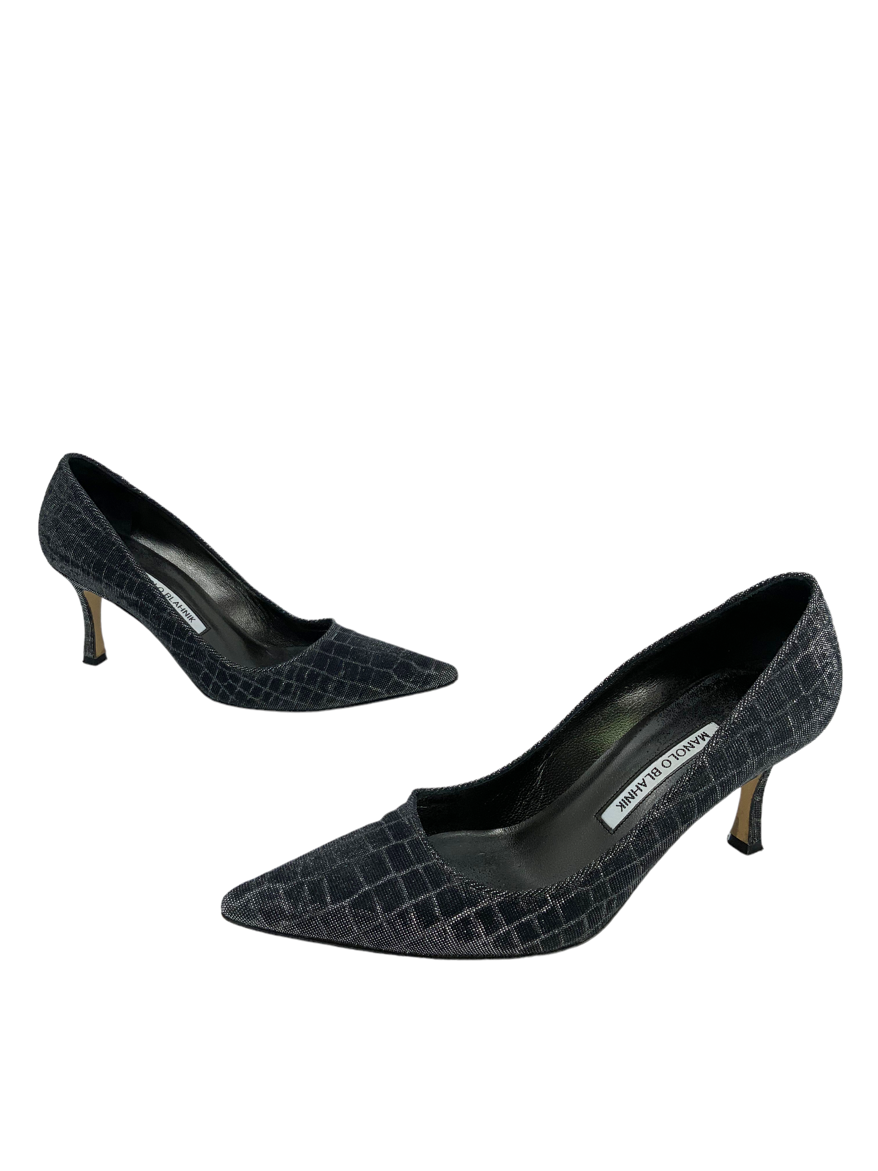 Manolo Blahnik Glitter Pointed Toe Pumps Women's Size 8 | Elegant Evening Heels for Parties, Weddings & Special Occasions