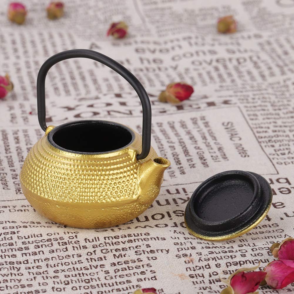 Premium Japanese Cast Iron Teapot - 50ml Mini Tetsubin Tea Kettle with Golden Finish & Ergonomic Handle | Authentic Traditional Japanese Iron Teapot for Green Tea, Herbal Tea & Matcha | Perfect for Home, Office & Tea Ceremonies
