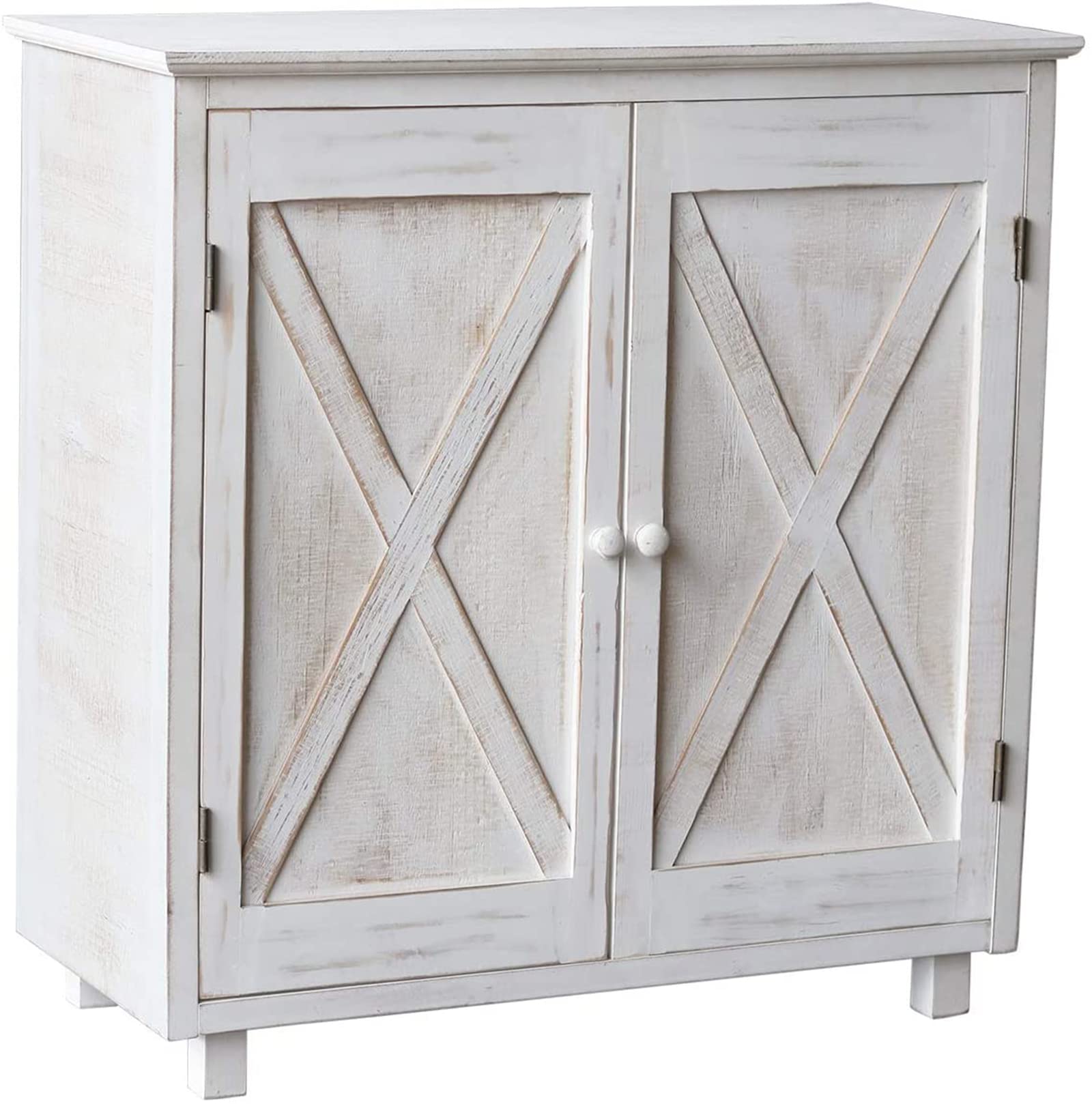 AshleeOaks 2-Door Whitewashed Wood Storage Cabinet - 32.25