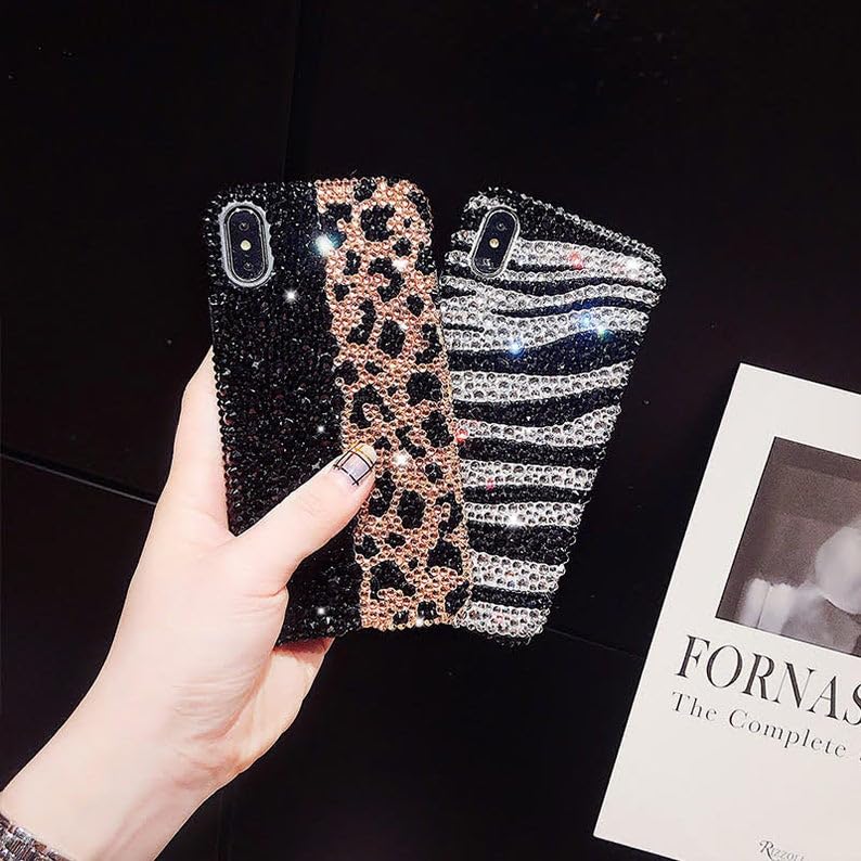 Custom Zebra Print Bling Crystal Phone Case - Hard/Soft Full Protection Cover with Sparkly Glitter for iPhone & Samsung (Perfect for Parties, Gifts & Everyday Glam)