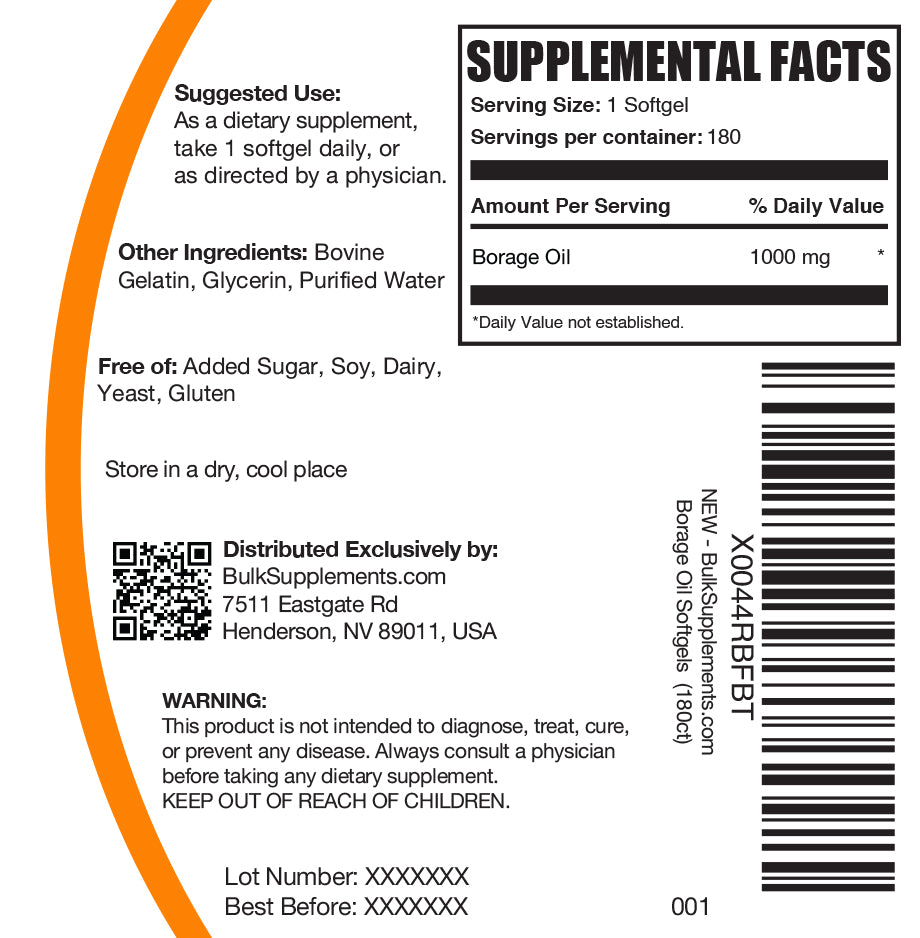 Premium Borage Oil Softgels 1000mg - High GLA Content for Skin, Hair & Joint Health - Natural Omega-6 Supplement - Supports Hormonal Balance & Inflammation Relief - Perfect for Daily Wellness Routine