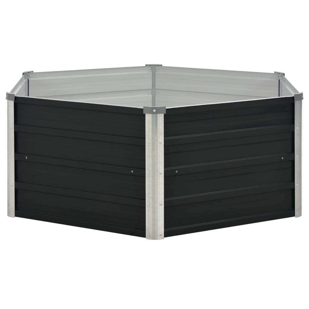 vidaXL Raised Garden Bed - Galvanized Steel Planter Box for Flowers, Vegetables & Herbs - Outdoor Patio, Balcony & Backyard Gardening Solution - Durable Anthracite Container for Urban & Home Gardens