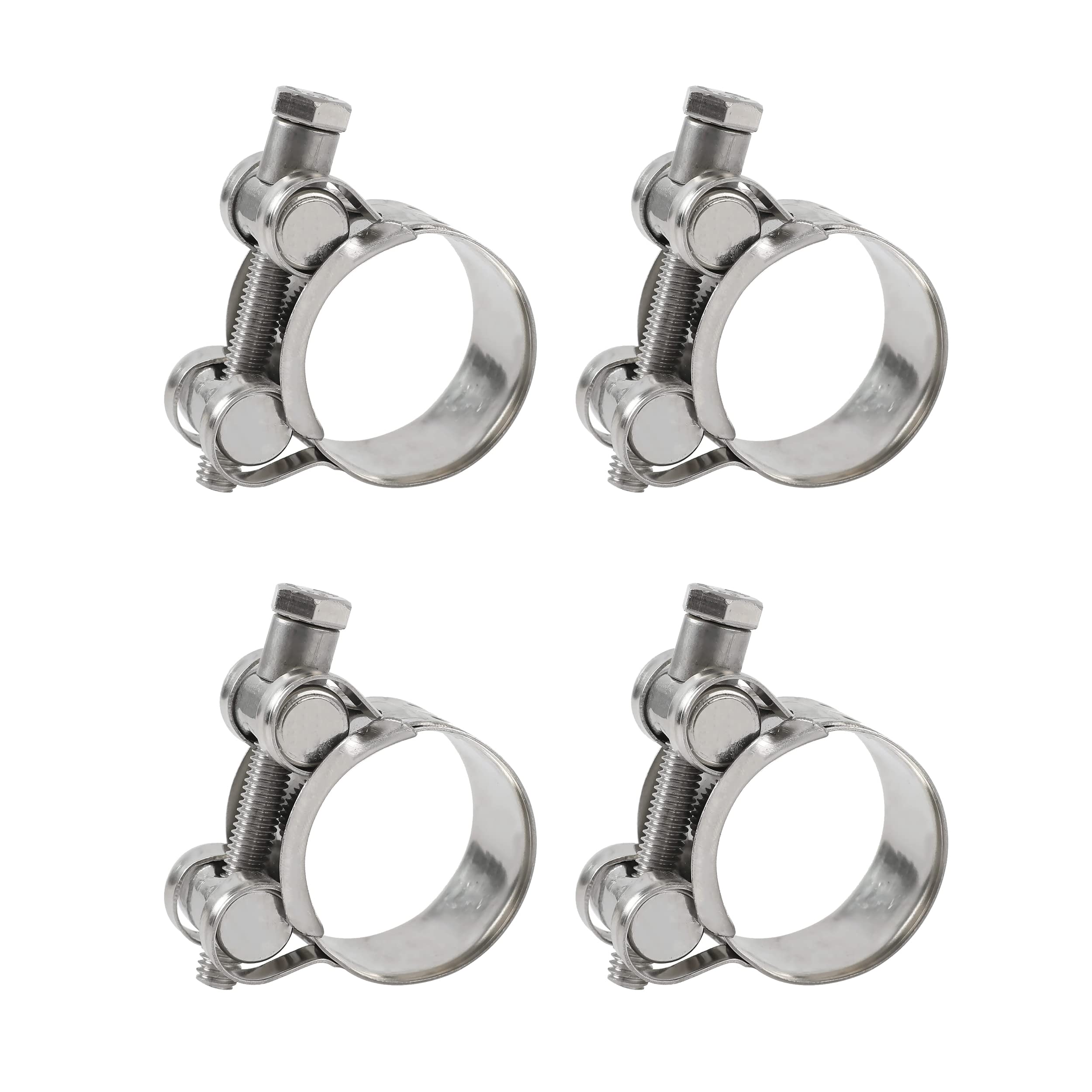 4 Pack 3/4 Inch T-Bolt Hose Clamps - Stainless Steel Heavy Duty Clamps (17mm-19mm Working Range) for 3/4