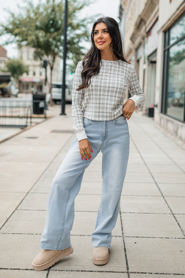Layers of Love Plaid Waffle Layering Top for Women - Cozy Fall & Winter Fashion - Perfect for Layering Under Jackets or Sweaters