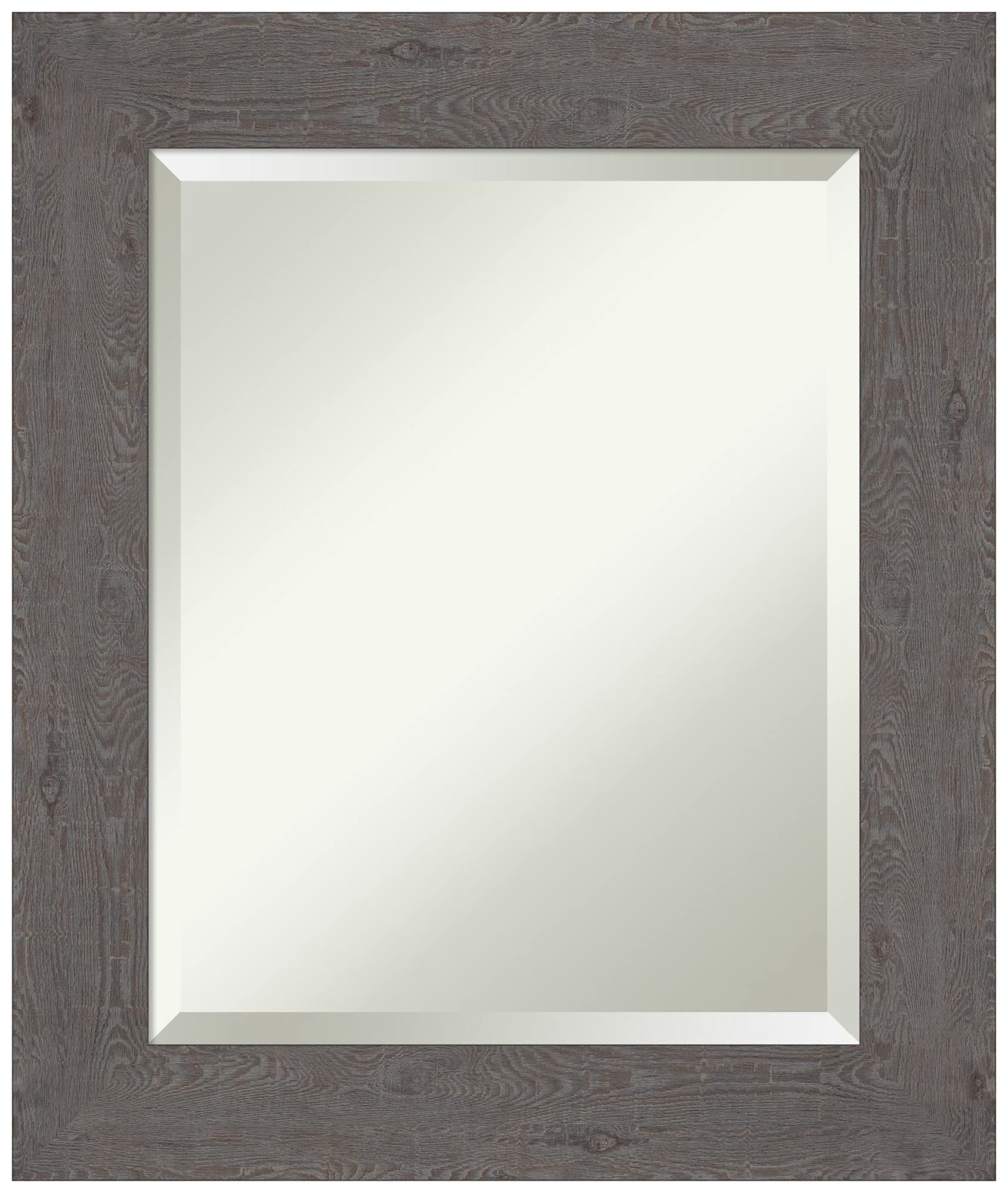 Amanti Art 26x22 Inch Rustic Grey Bathroom Mirror with Beveled Edge - Over Sink Vanity Mirror for Horizontal or Vertical Hanging - Farmhouse Style Bathroom Wall Decor for Country, Cottage & Modern Homes