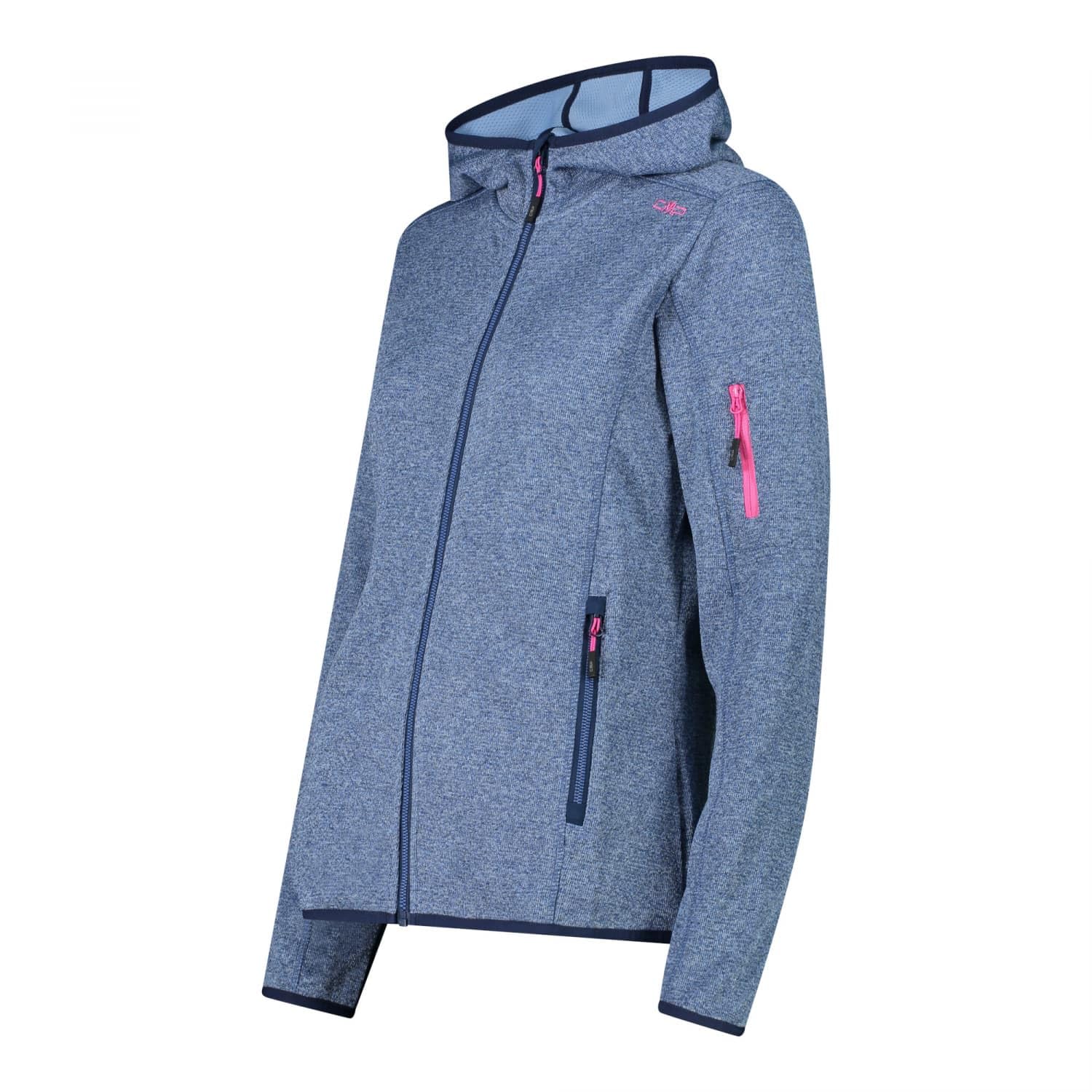 CMP Women's Lightweight Fleece Jacket with Knitted Hood - Soft Warm Winter Coat for Outdoor Activities Hiking Camping Travel