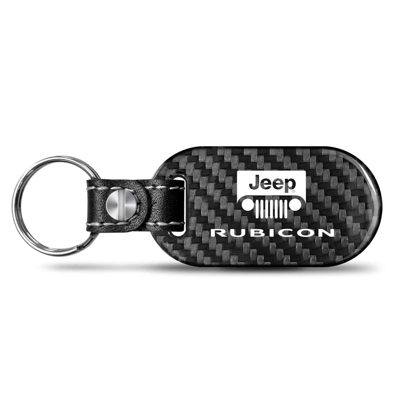 Jeep Wrangler Rubicon Key Chain - 100% Authentic Black Carbon Fiber Tag Style | Perfect for Jeep Owners & Off-Road Enthusiasts
