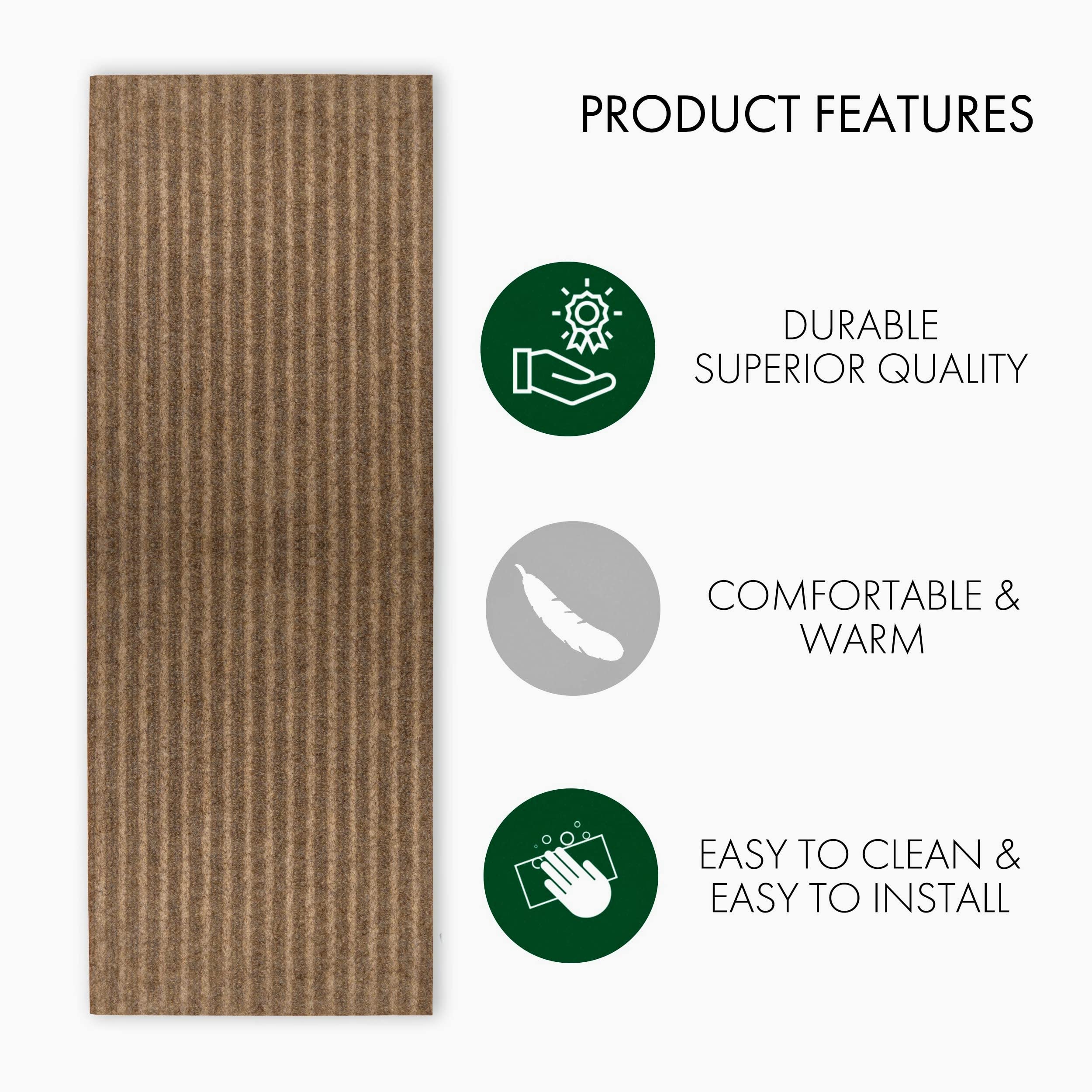 Halton Collection Dark Brown Non-Skid Rubber Backed Carpet Stair Treads - Natural Area Rugs, Chocolate 9