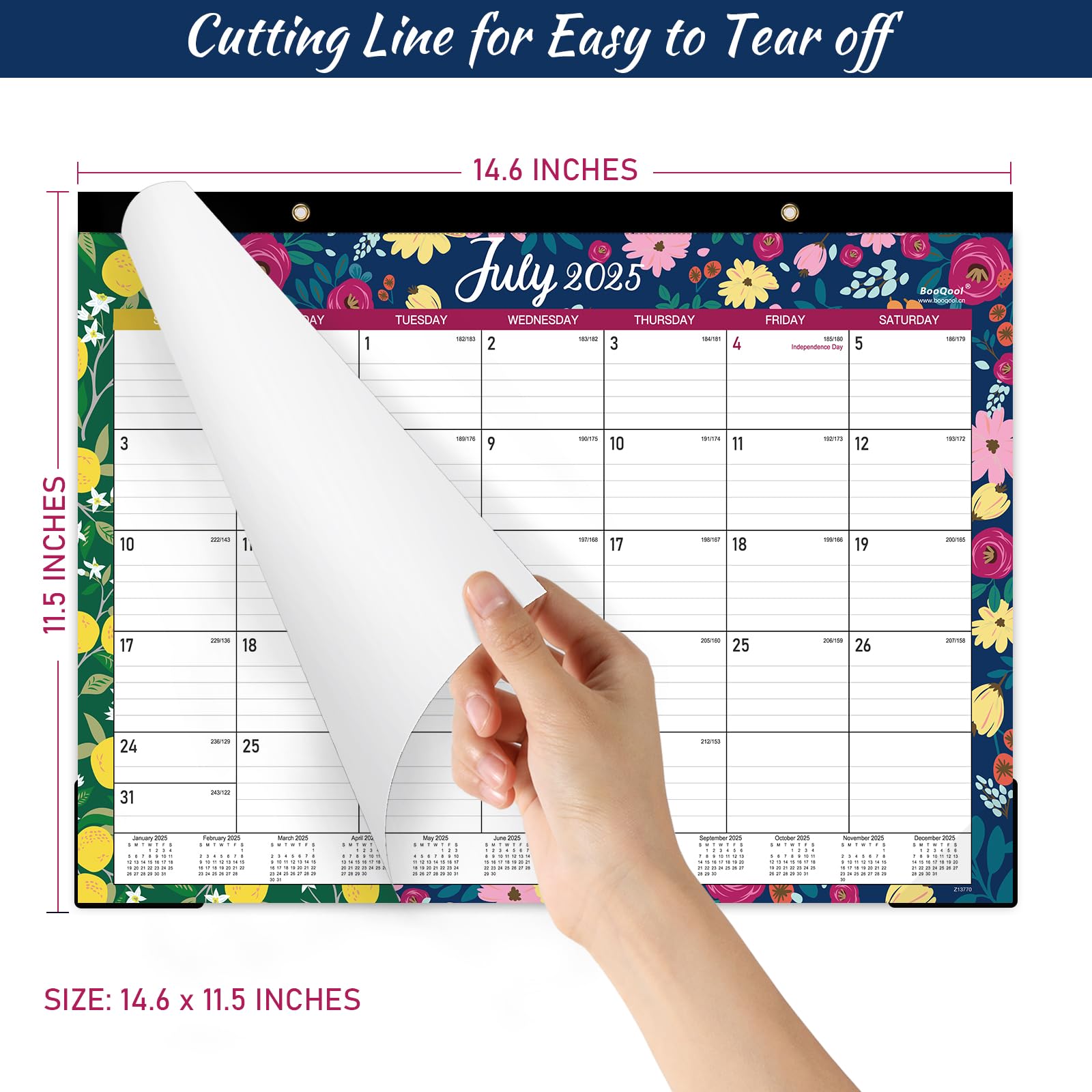 2025-2026 Large Monthly Desk Calendar | 18-Month Planner (July 2025 - December 2026) | 14.6
