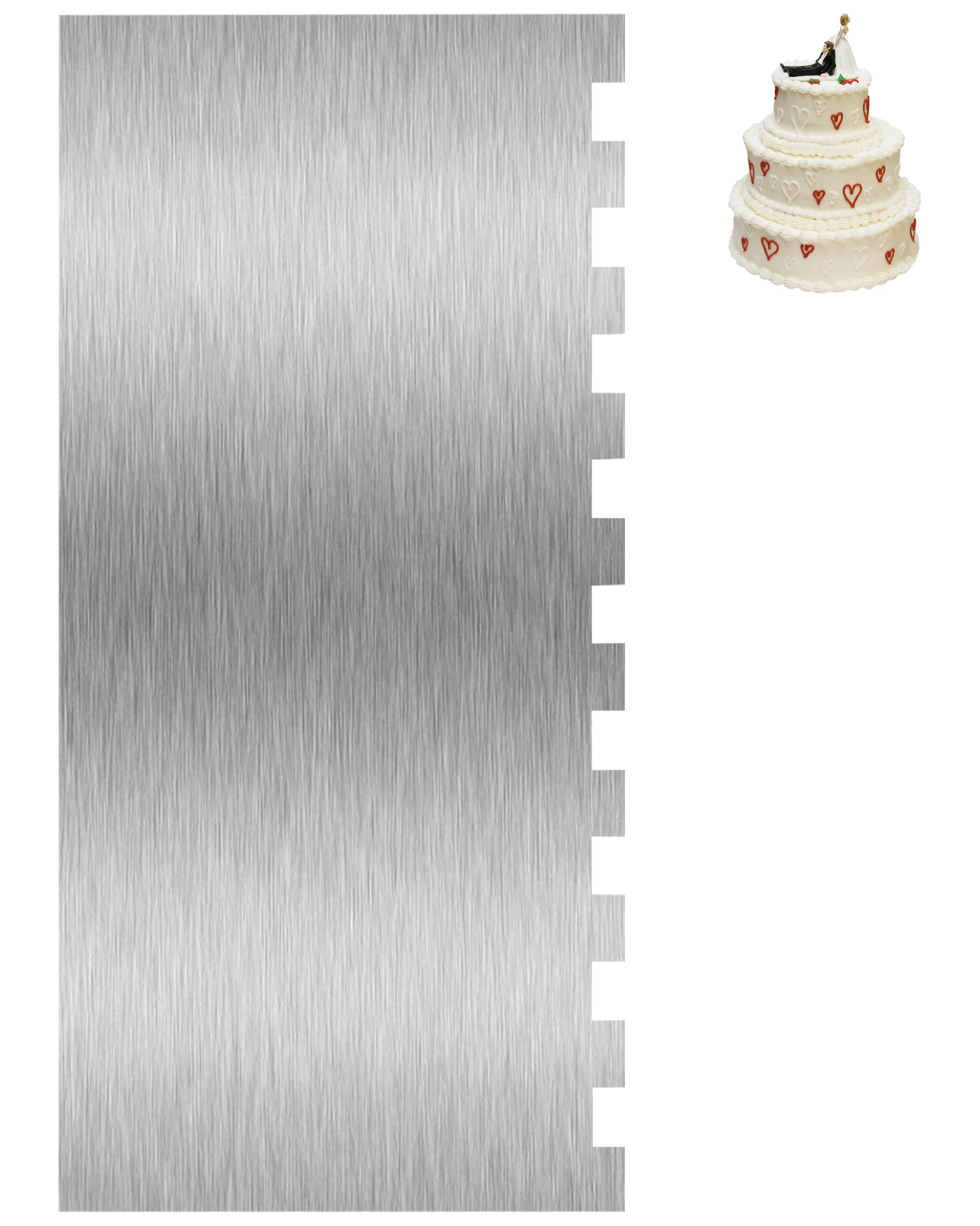 Stainless Steel Cake Scraper & Smoother - 8.6 Inch Metal Bench Scraper for Baking, Cake Decorating Supplies Kit with Jagged Comb Edge - Perfect for Buttercream Smoothing, Frosting & Cream Cake Decoration - Ideal for Home Bakers & Professional Cake Decorators