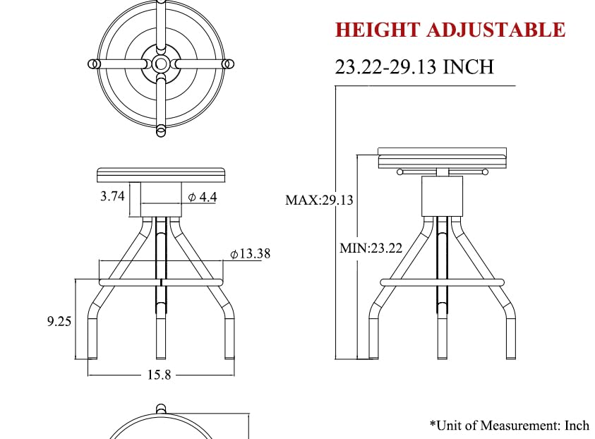 LOKKHAN Set of 2 Adjustable Height Industrial Bar Stools - 23