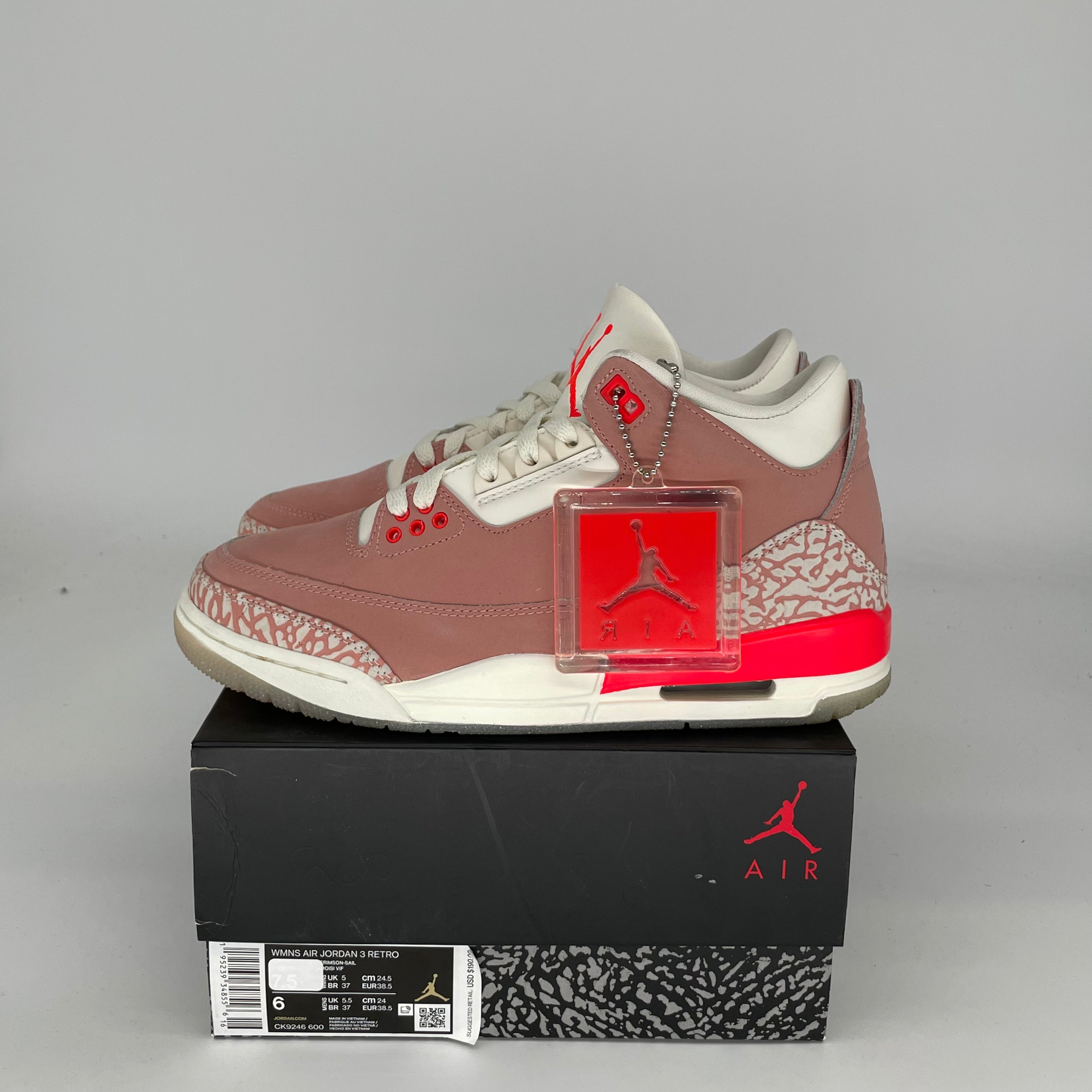 AIR JORDAN 3 Rust Pink Women's Shoes Size 6/7.5W - Retro Basketball Sneakers CK9246-600 | Perfect for Casual Wear, Street Style & Sneaker Collectors