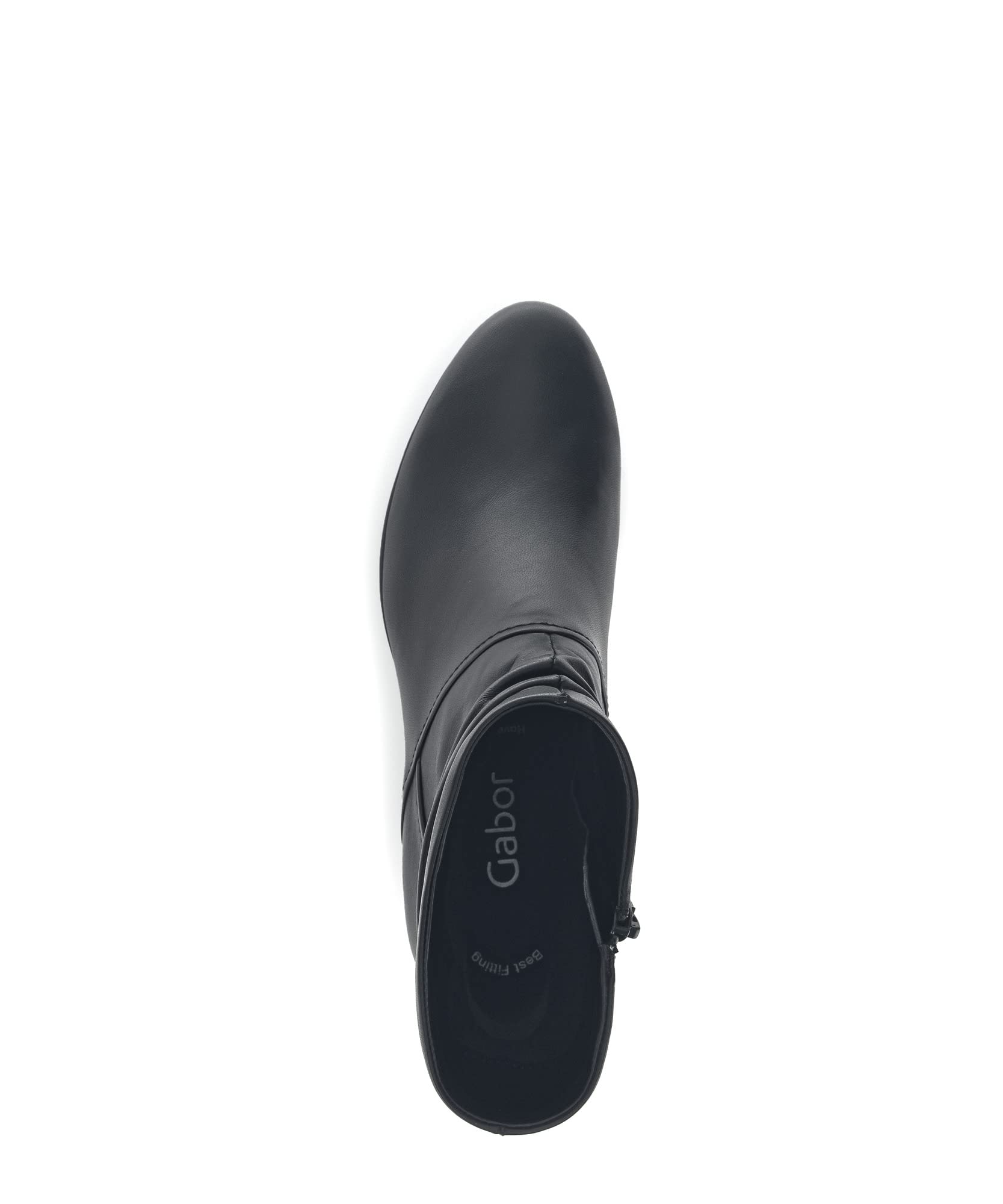 Gabor Women's Ankle Boots - Black Leather Low Booties with Zipper & Removable Insole | EU 41 / UK 7.5 | Comfortable Casual & Office Shoes for Women | Perfect for Work, Dating & Everyday Wear