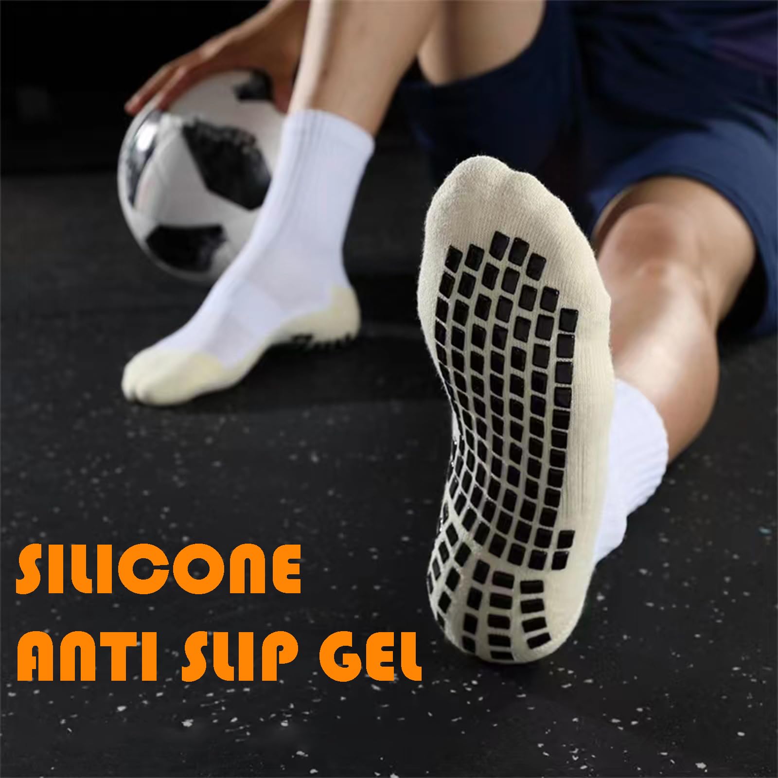 Non-Slip Grip Socks for Men - Anti-Skid Athletic Soccer & Basketball Socks with Enhanced Traction - Perfect for Indoor Sports, Gym Workouts and Court Performance