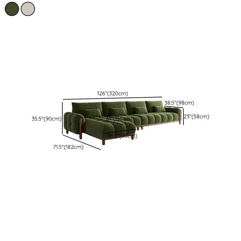 Dark Green L-Shaped Sectional Sofa with Chaise Lounge, Left-Facing Round Arm - Perfect for Living Room, Home Theater, and Small Spaces