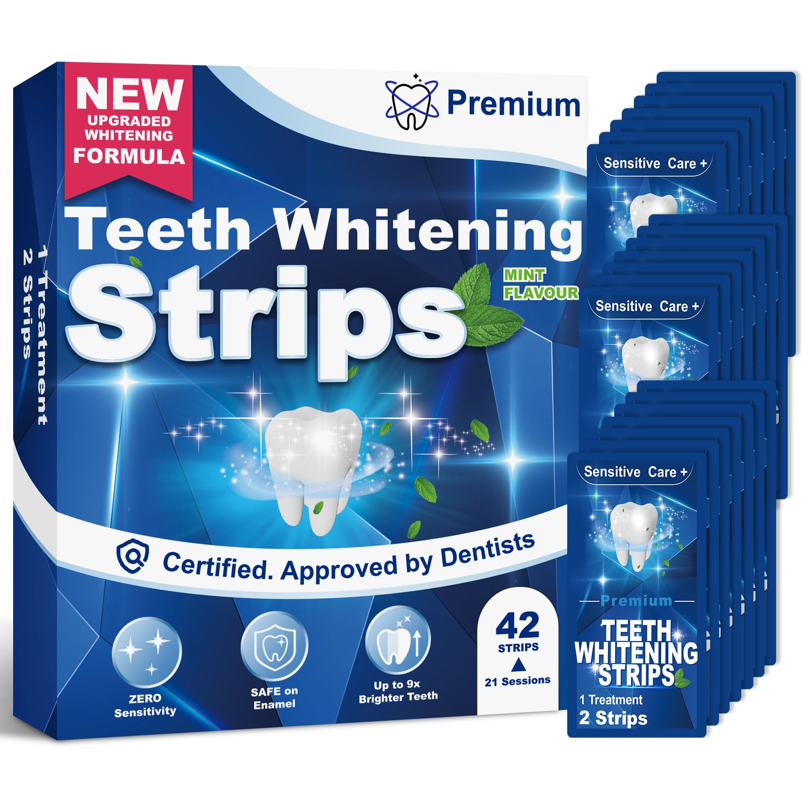 Professional Teeth Whitening Strips - 42 Whitening Strips for 21 Sessions, Safe for Enamel with Mouth Opener Included | Brighten Your Smile for Weddings, Job Interviews & Special Occasions