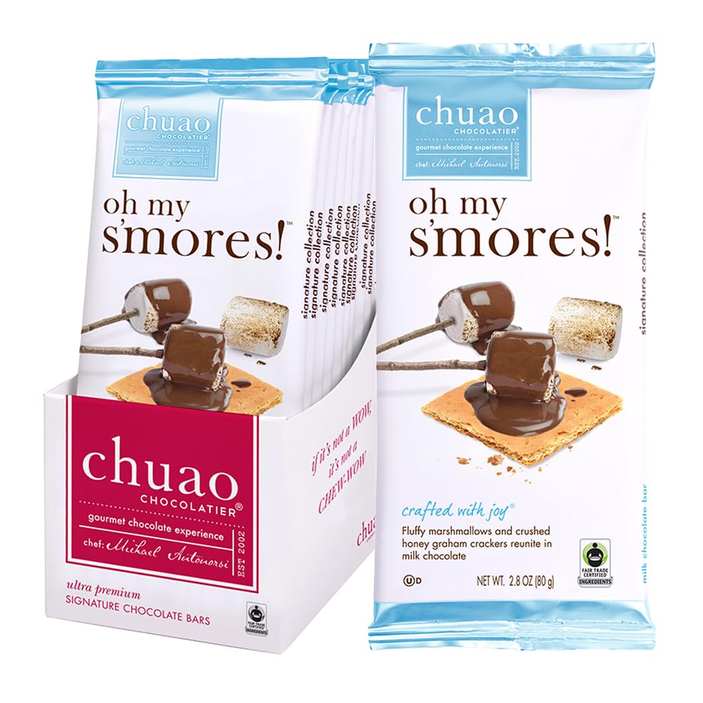 Chuao Chocolatier Oh My S'mores Gourmet Milk Chocolate Bars - 10 Pack | Artisan European Chocolate, No Preservatives | Perfect for Gift Baskets, Christmas, Valentine's Day, Birthday Gifts for Women & Men | Enjoy at Campfires, Parties & Cozy Nights