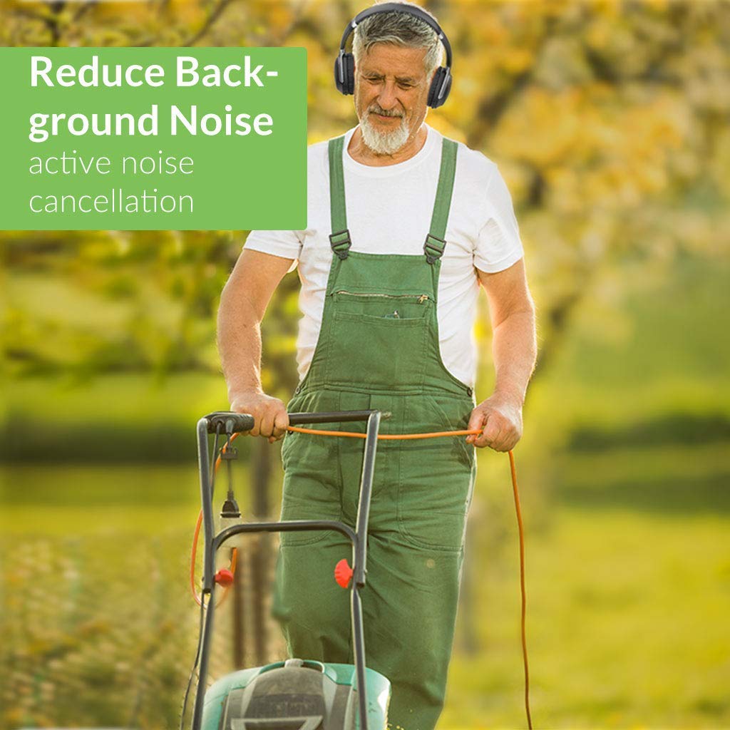 Avantree Aria Me Wireless Bluetooth Headphones with App Control - aptX HD, Low Latency, Boom Mic & Charging Stand for Seniors & Hearing Impaired | Extra Ear Pads Included | Enhanced Clarity for Music, Calls & Online Meetings