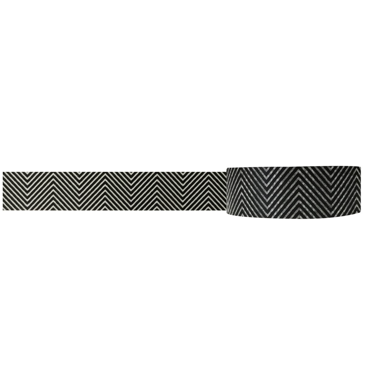 Allydrew Striped Japanese Washi Masking Tape - Black Tread for Scrapbooking, Journaling, DIY Crafts & Gift Wrapping