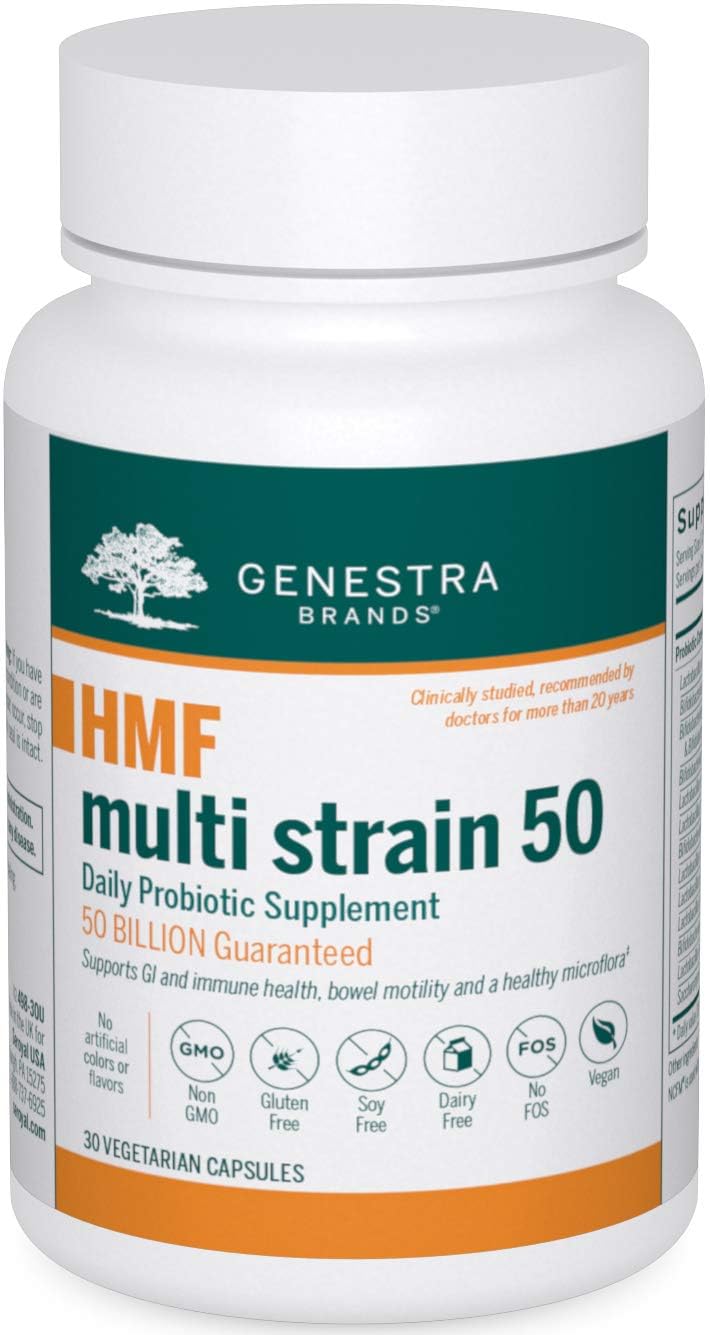 Genestra Brands HMF Multi Strain 50 Probiotic Supplement - 30 Capsules for Digestive Health & Immune Support | Daily Gut Wellness for Adults & Kids