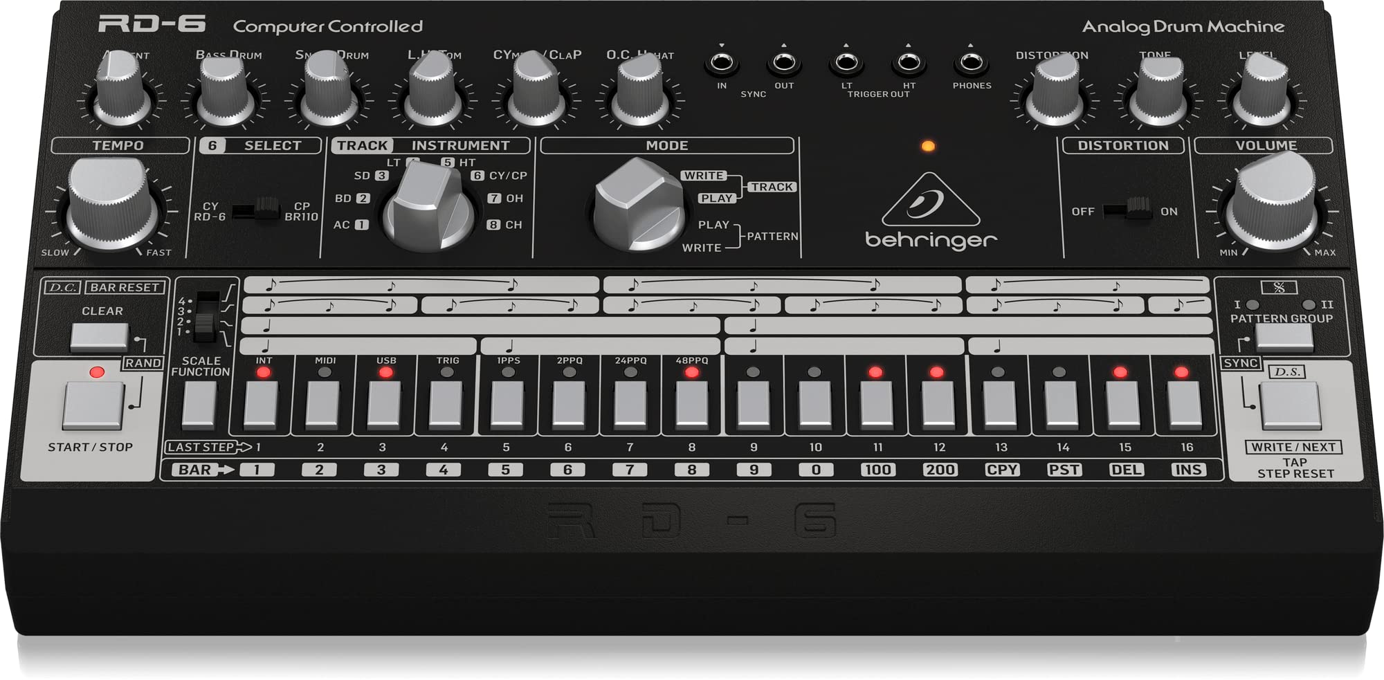 Behringer RD-6-BK Professional Analog Drum Machine with Classic 606 Sounds - Perfect for Music Production, Live Performances & Studio Recording