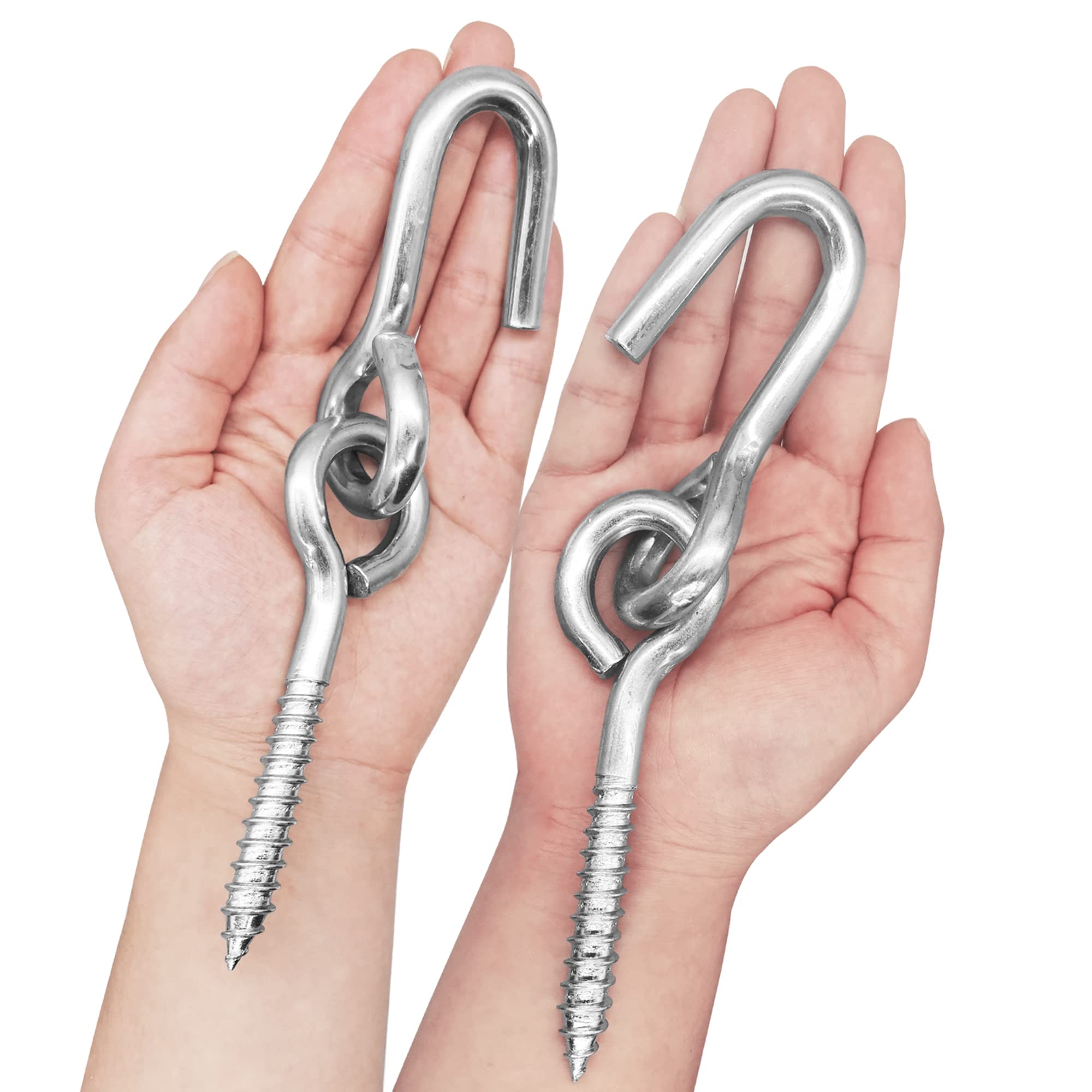 Heavy Duty Galvanized Steel Hammock Hooks & Hangers - 2 Pack Anti-Rust Eye Bolt Screws Hanging Kit for Outdoor/Indoor Use - Perfect for Yoga Hammocks, Swings, Hammock Chairs, Trees and Backyard Relaxation