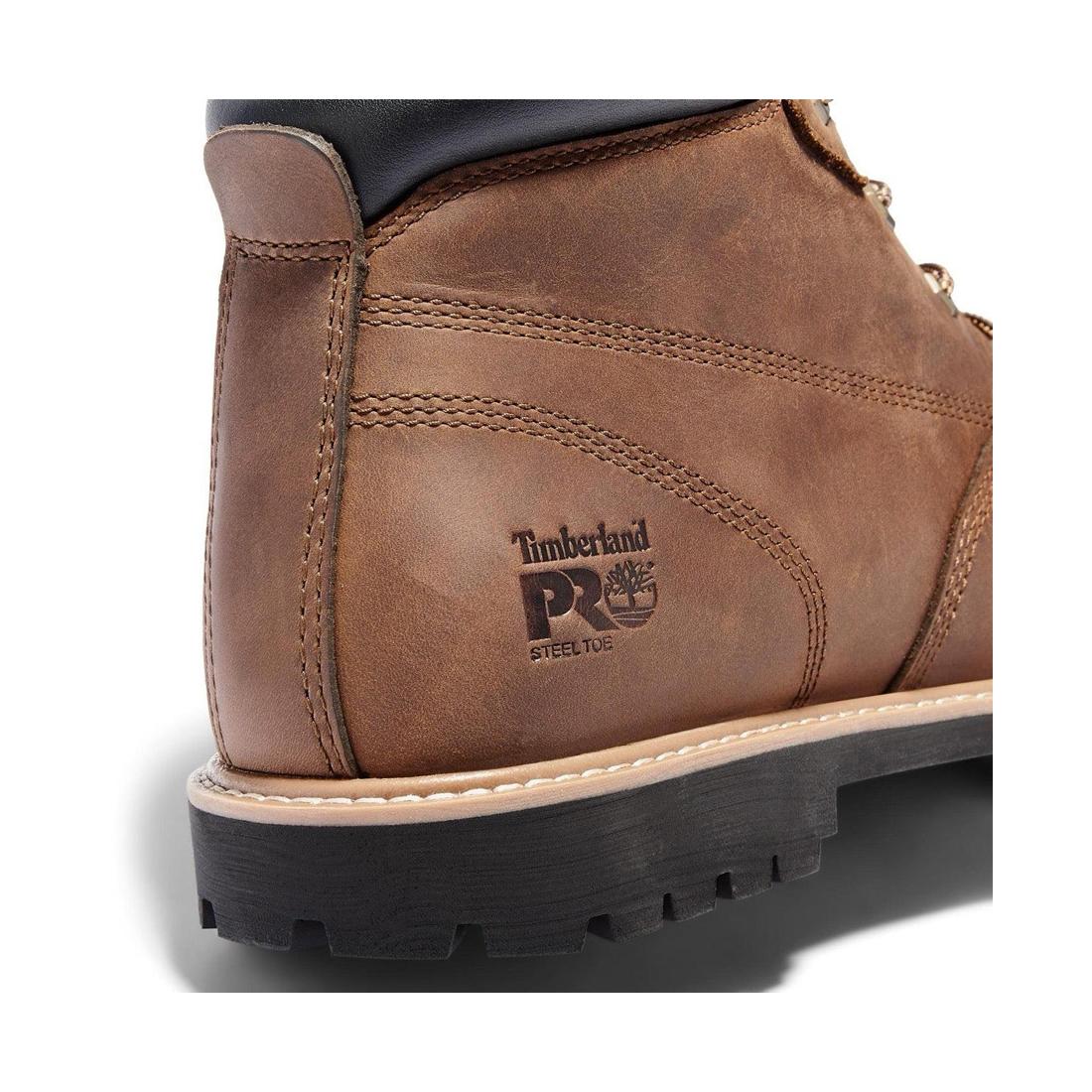 Gritstone 6 Inch Steel Toe Work Boots for Men - Brown Safety Shoes for Construction, Warehouse & Outdoor Work - ASTM F2413-11 Certified