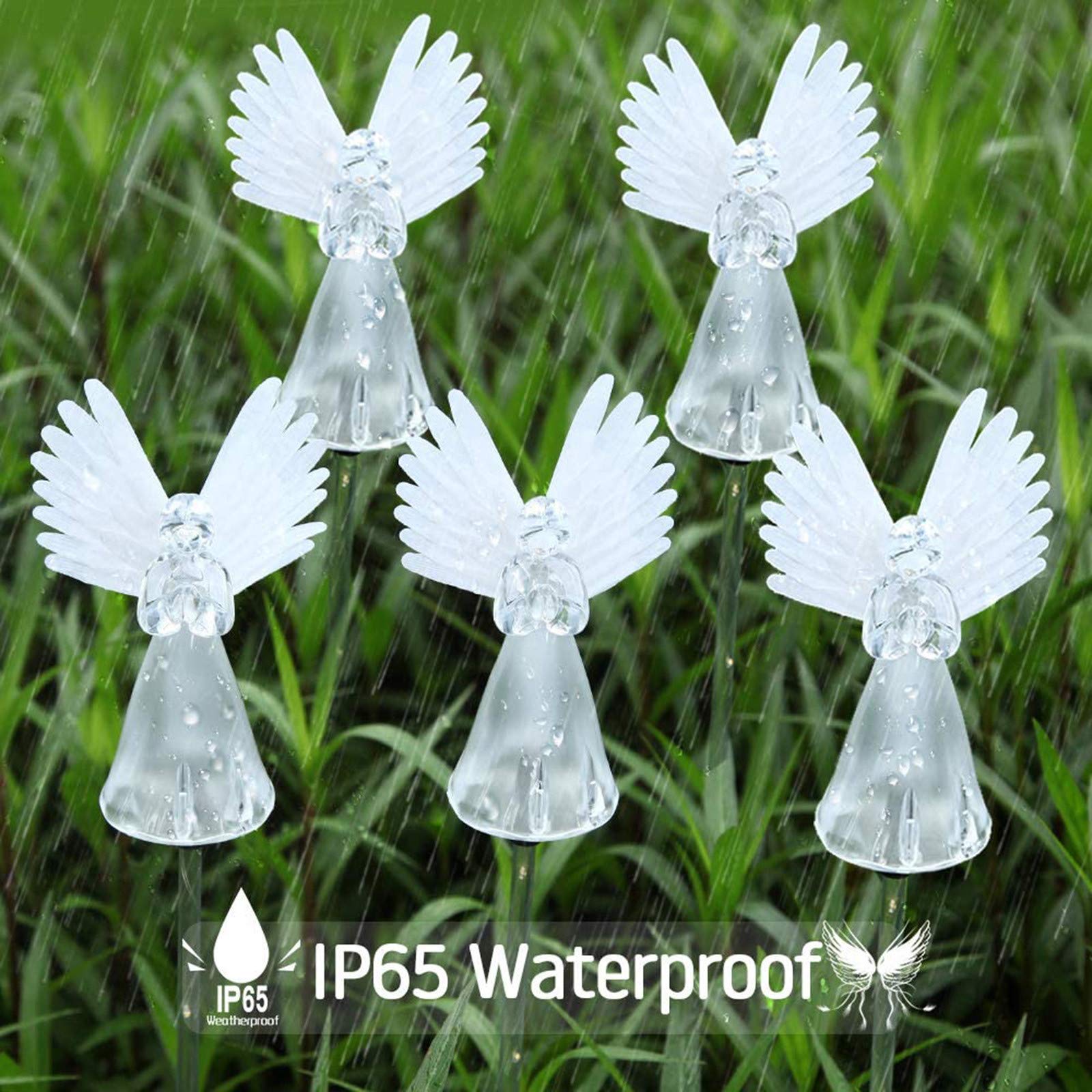 Solar Powered Angel Lamp - Outdoor Garden Decor, Cemetery Memorial Light, Mother's Day Gift - Weatherproof LED Angel Statue for Patio, Yard & Grave Decorations