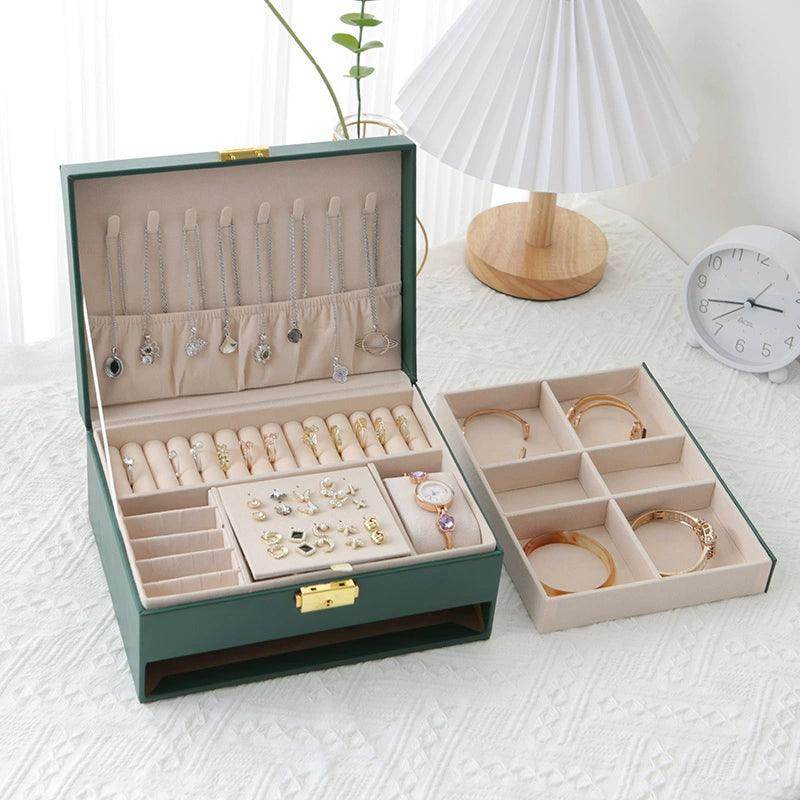 Double Jewelry Box for Necklace, Earrings & Rings - Elegant Jewelry Organizer & Display Case with Secure Storage | Perfect for Travel, Gifts & Home Decor